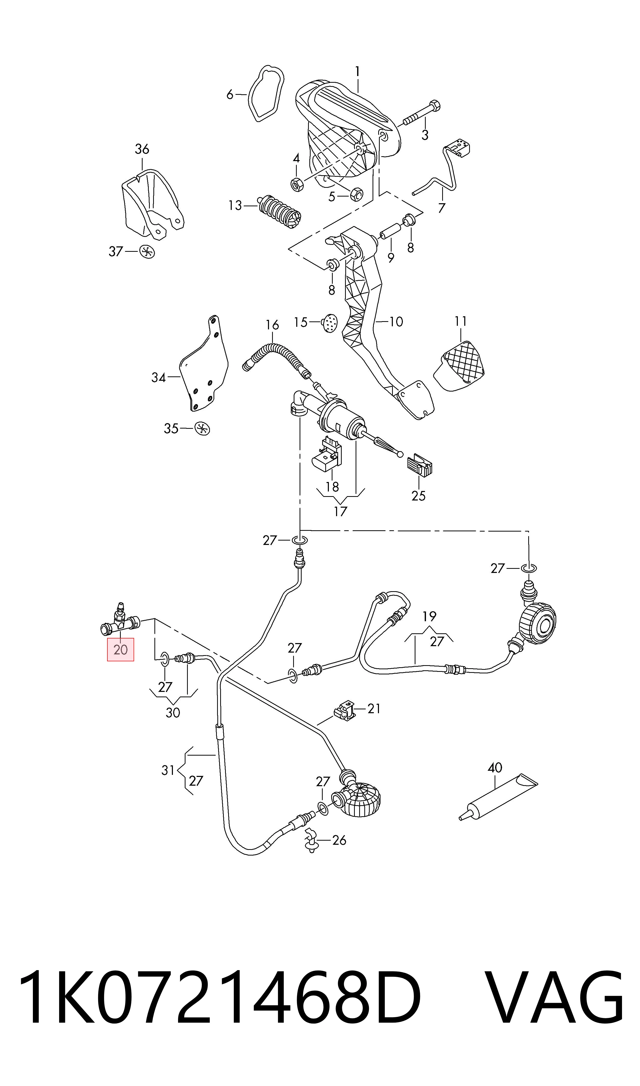 1K0721468D VAG Zawór kontroli napędu hydraulicznego sprzęgła