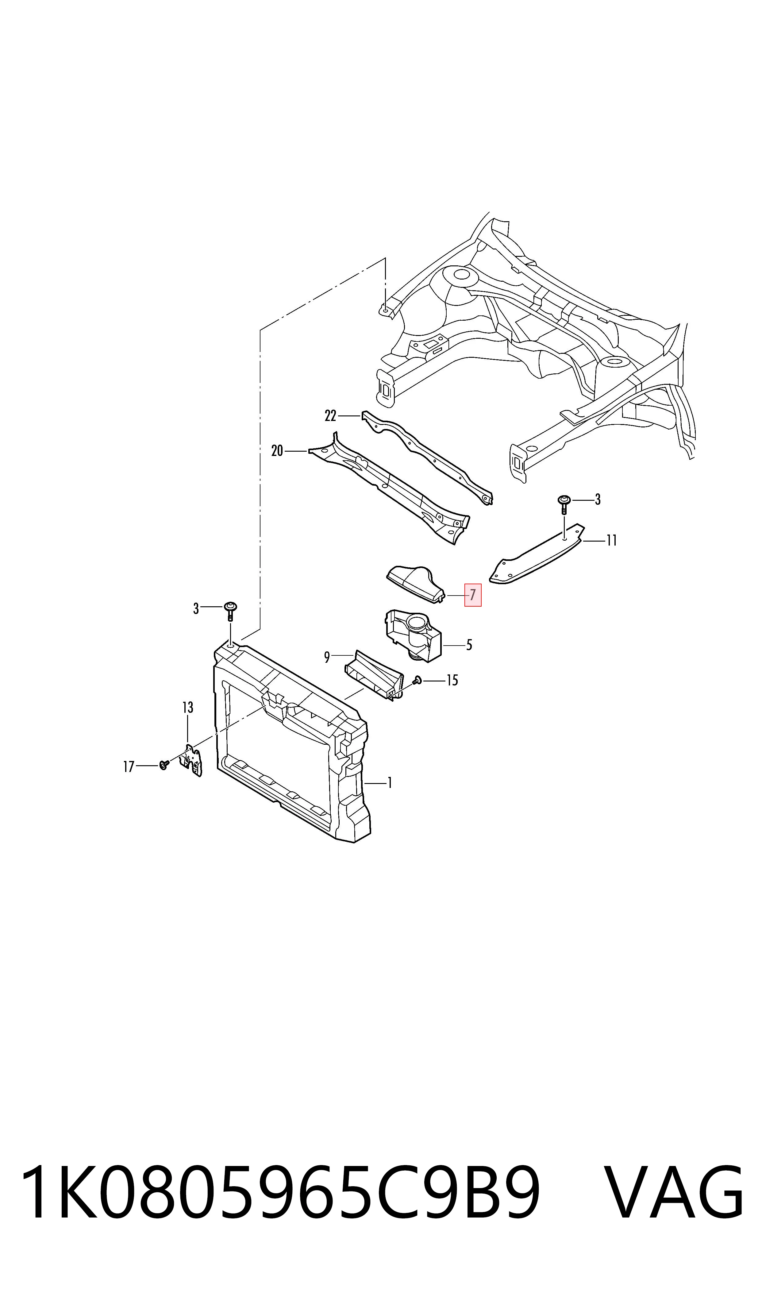 Wlot powietrza do filtra powietrza 1K0805965C9B9 VAG