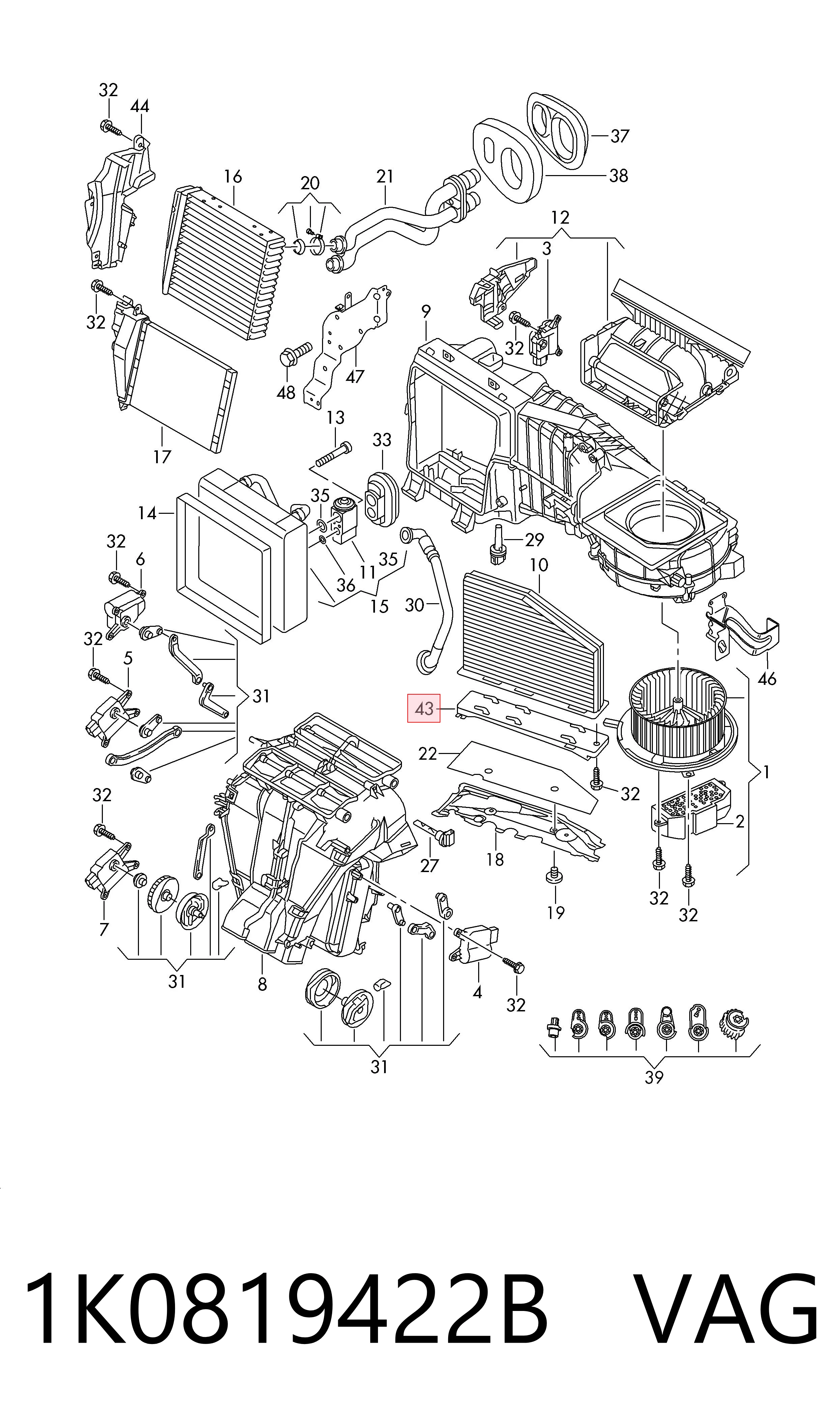 Filtr kabiny 1K0819422B VAG