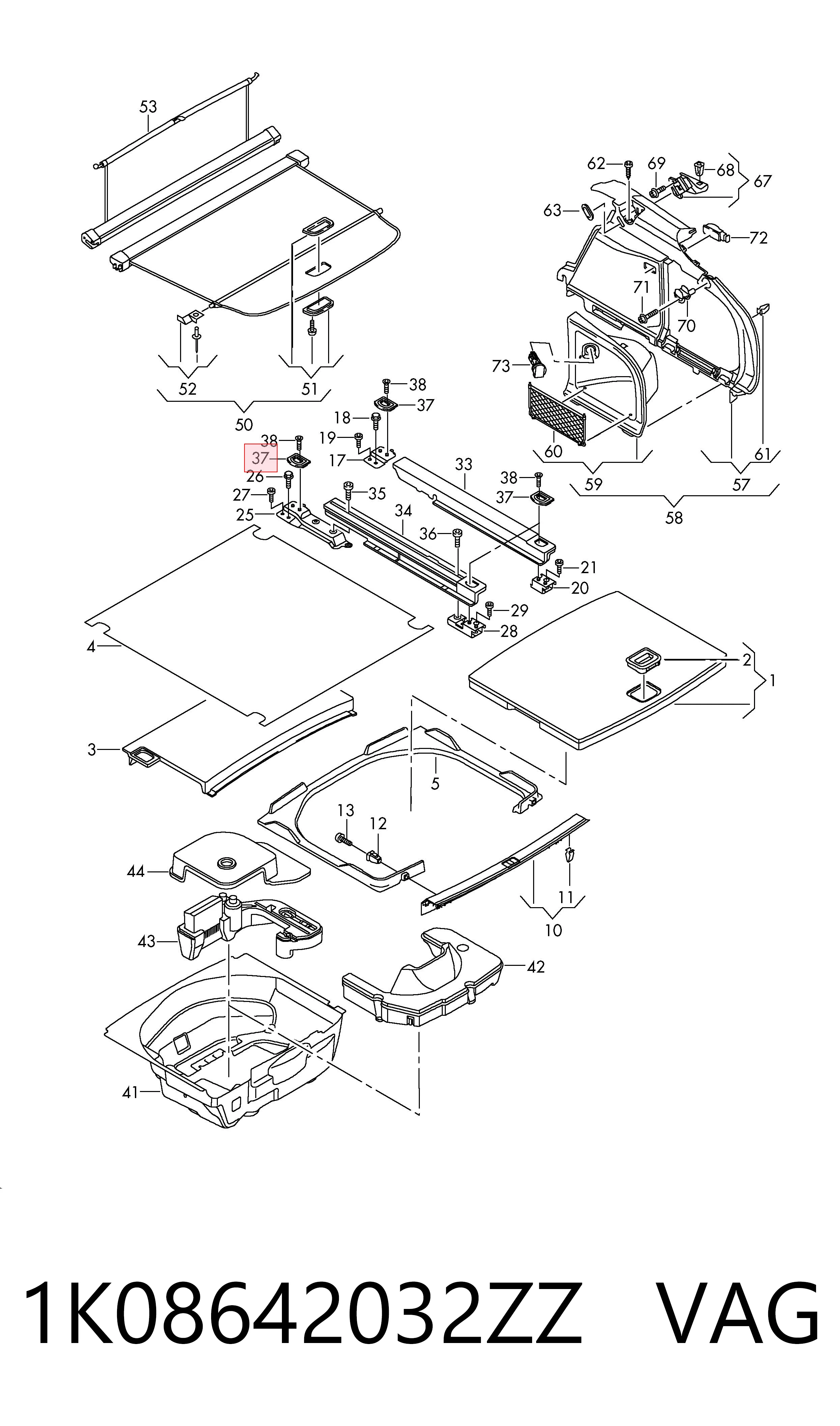 1K08642032ZZ VAG Hak mocowania ładunku