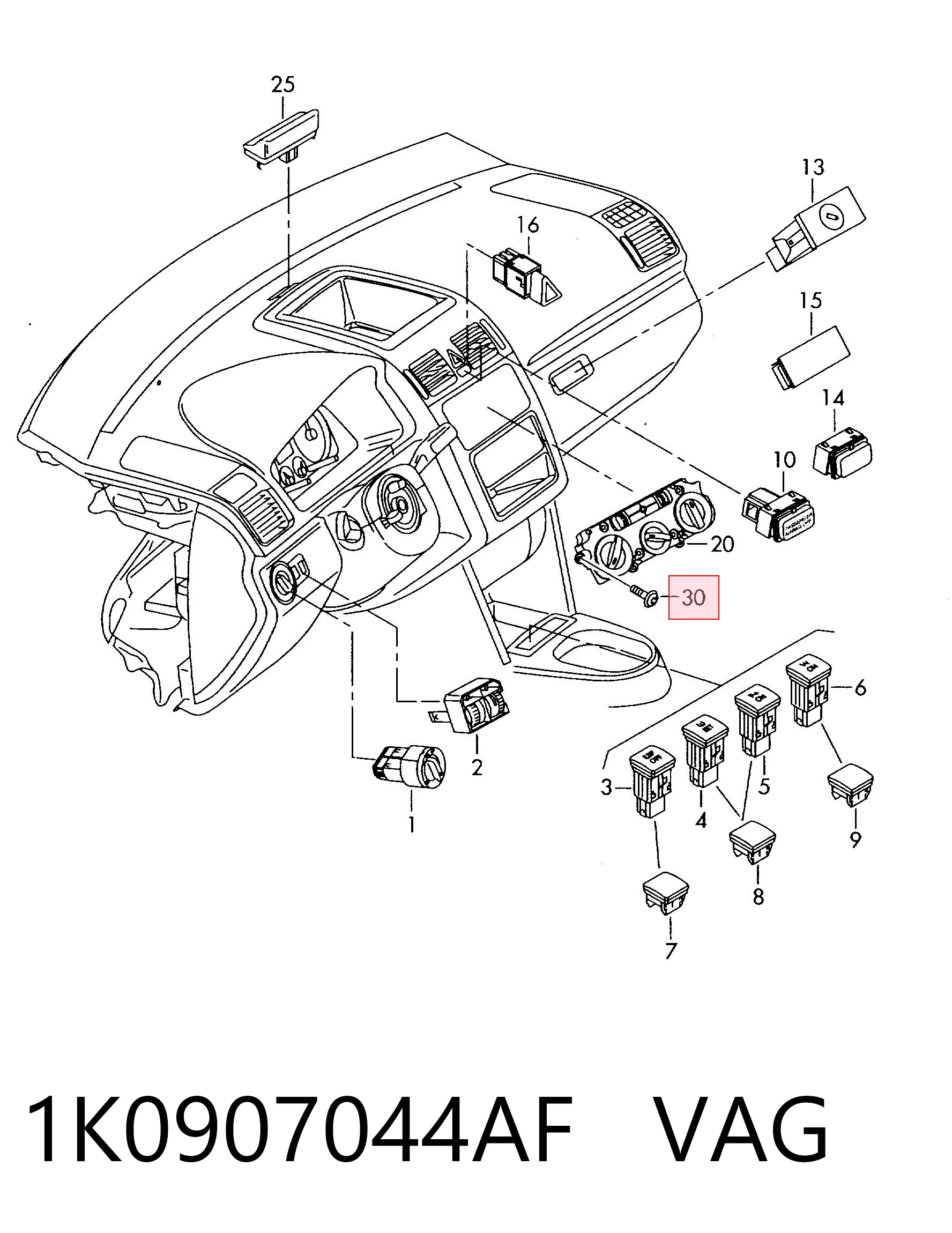 Sterownik trybów ogrzewania/klimatyzacji do Volkswagen Jetta V 1K2