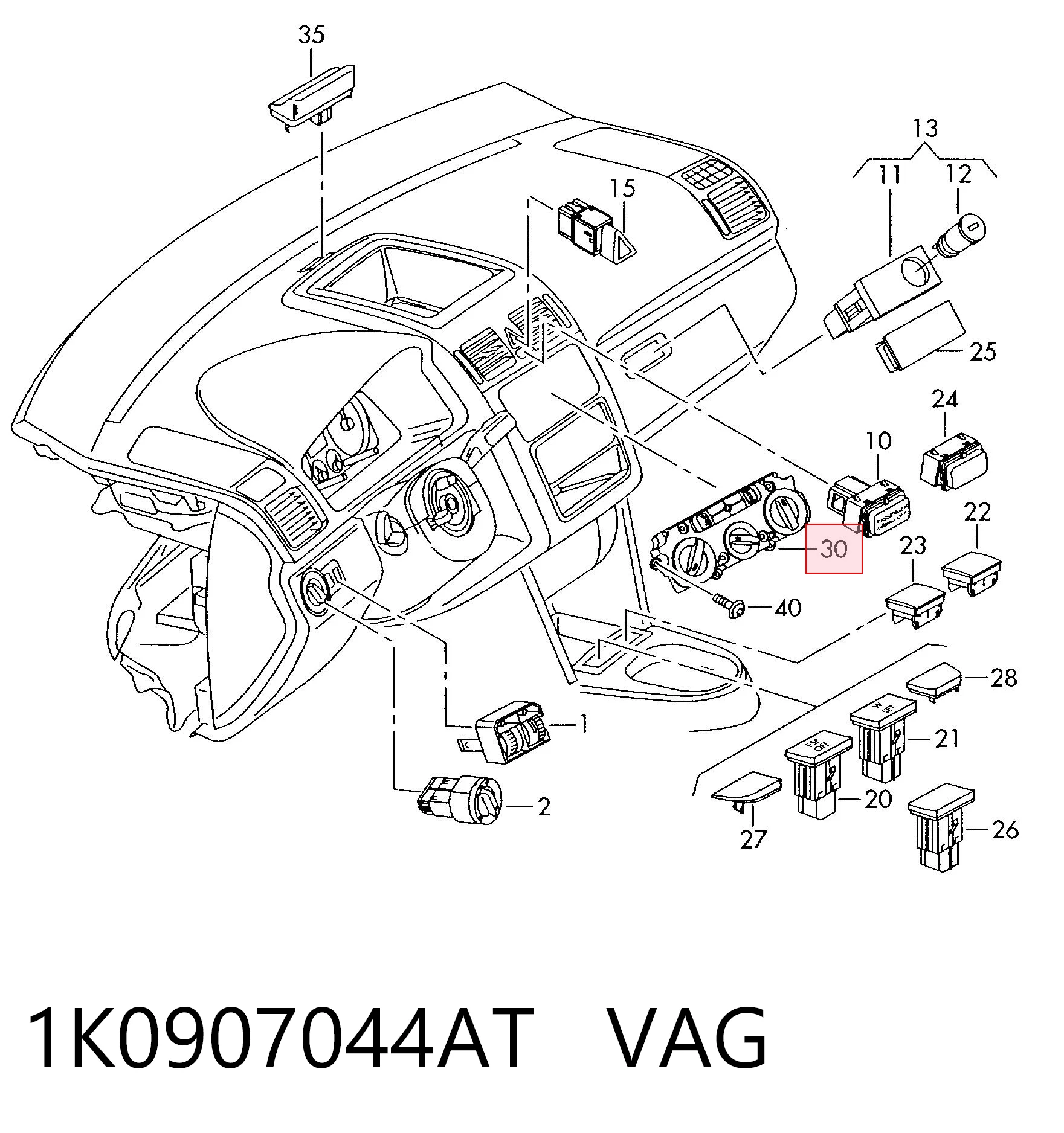 Sterownik trybów ogrzewania/klimatyzacji Volkswagen Jetta V sedana (1K2) (2004 - 2010) cena, od 75,98 USD