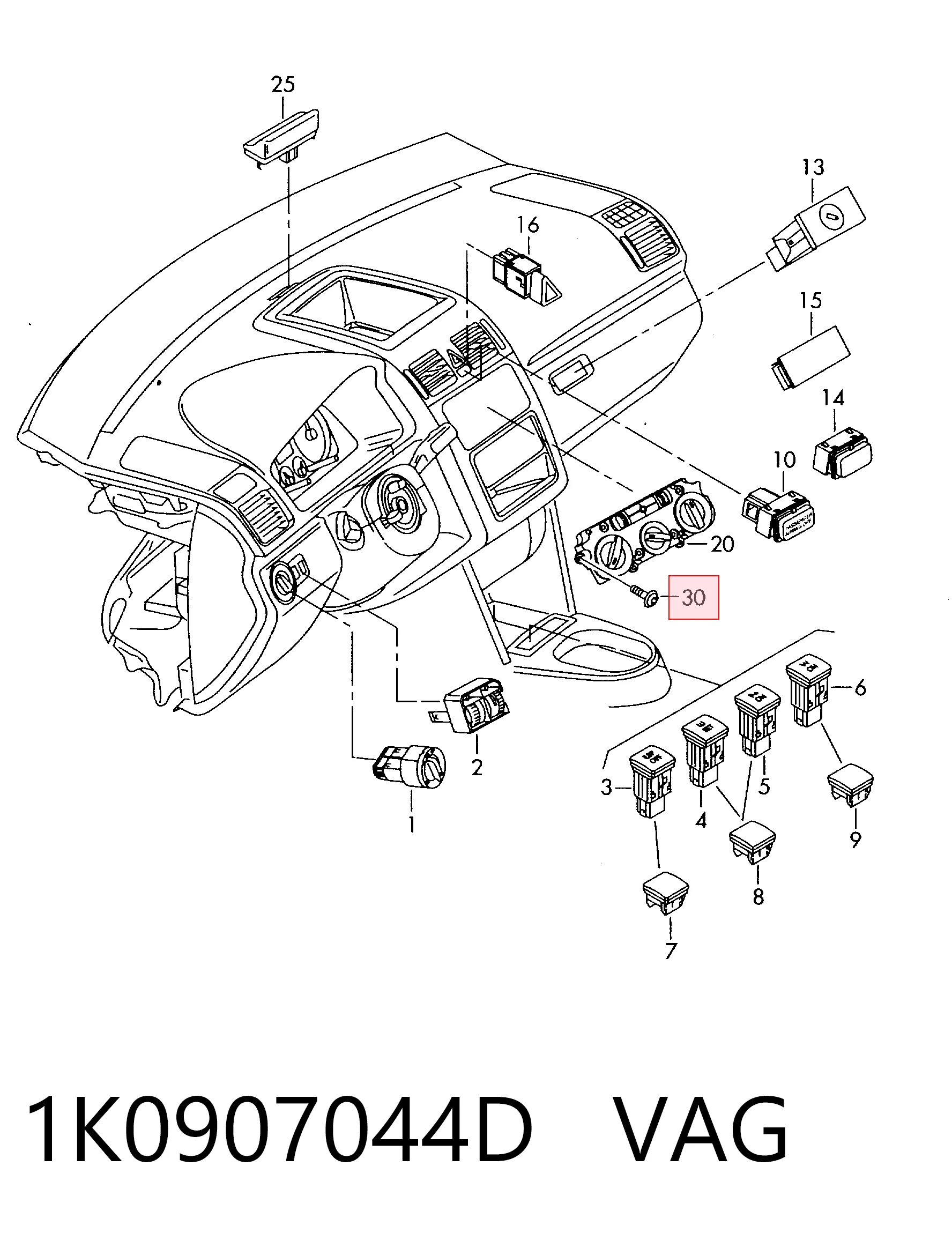 Sterownik trybów ogrzewania/klimatyzacji do Volkswagen Jetta V 1K2