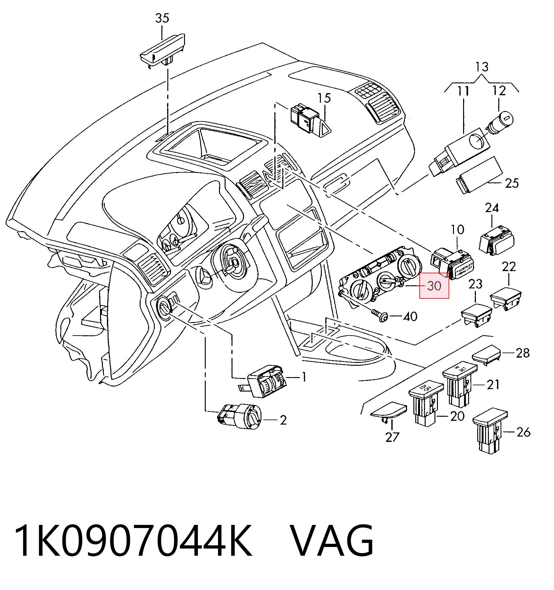 Sterownik trybów ogrzewania/klimatyzacji Volkswagen Jetta V sedana (1K2) (2004 - 2010) cena, od 75,98 USD