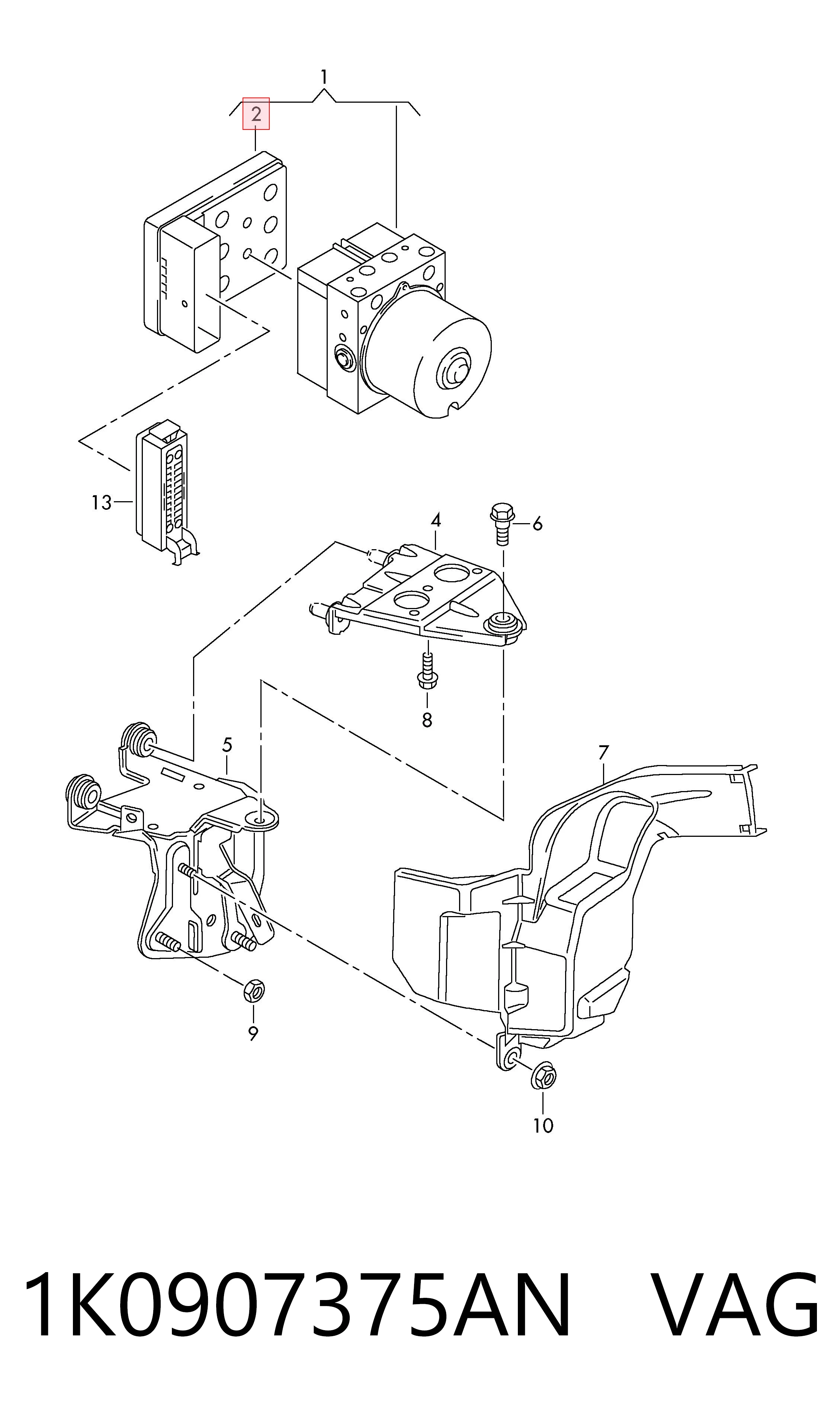 1K0907375AN VAG Sterownik ABS  hydrauliczny
