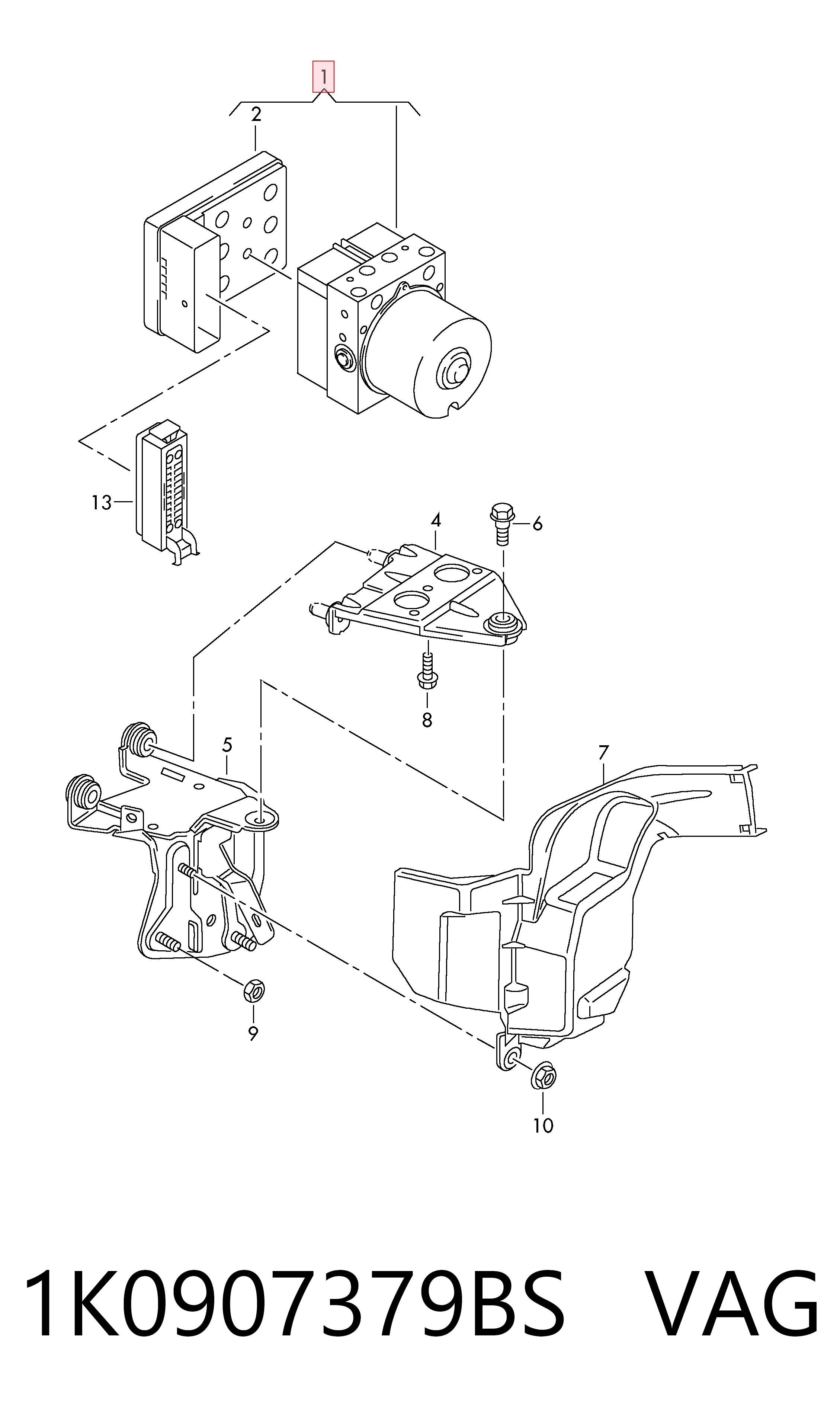 Sterownik ABS  hydrauliczny do Volkswagen Touran II 1T3