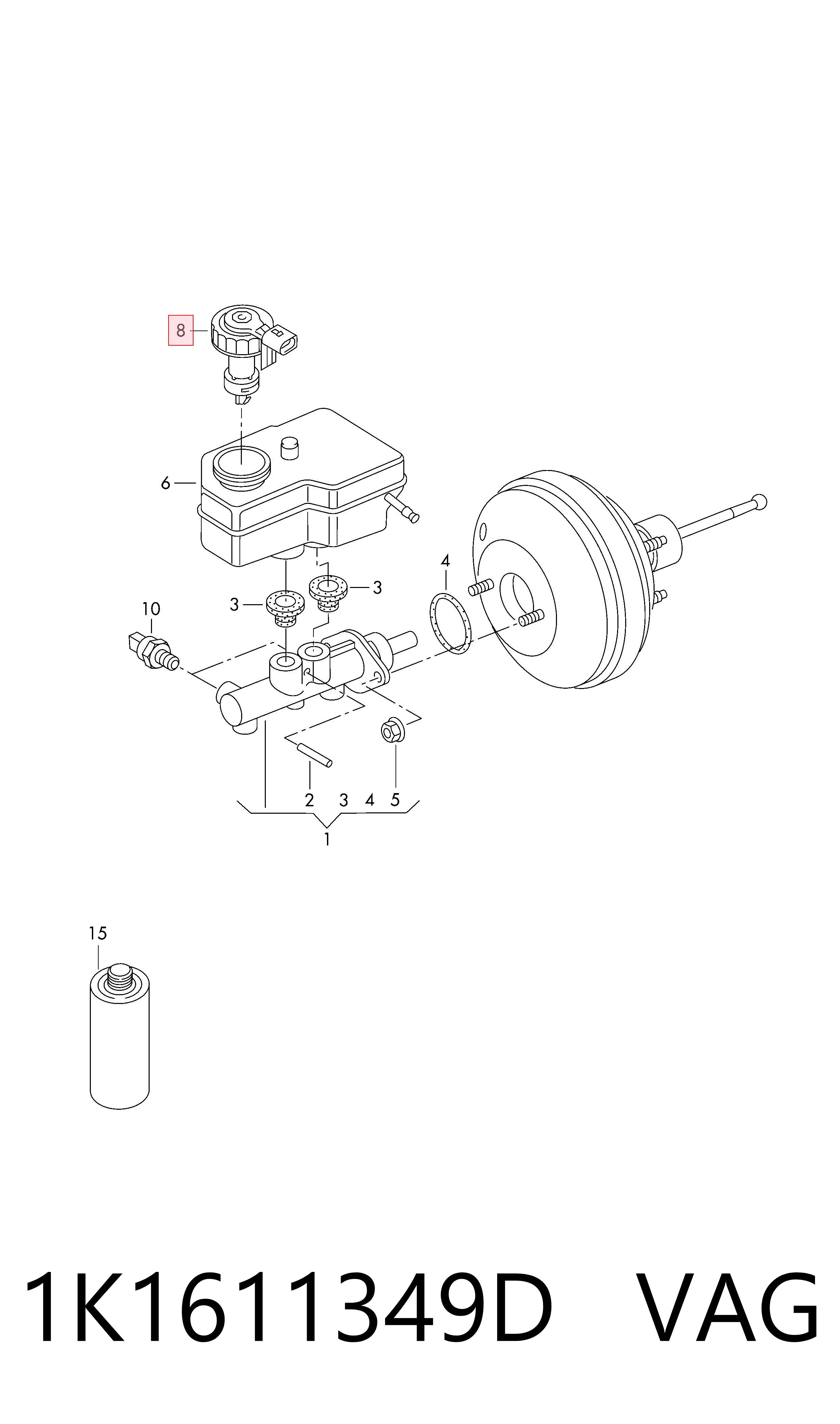 1K1611349D VAG Pokrywa zbiornika głównego cylindra hamulcowego