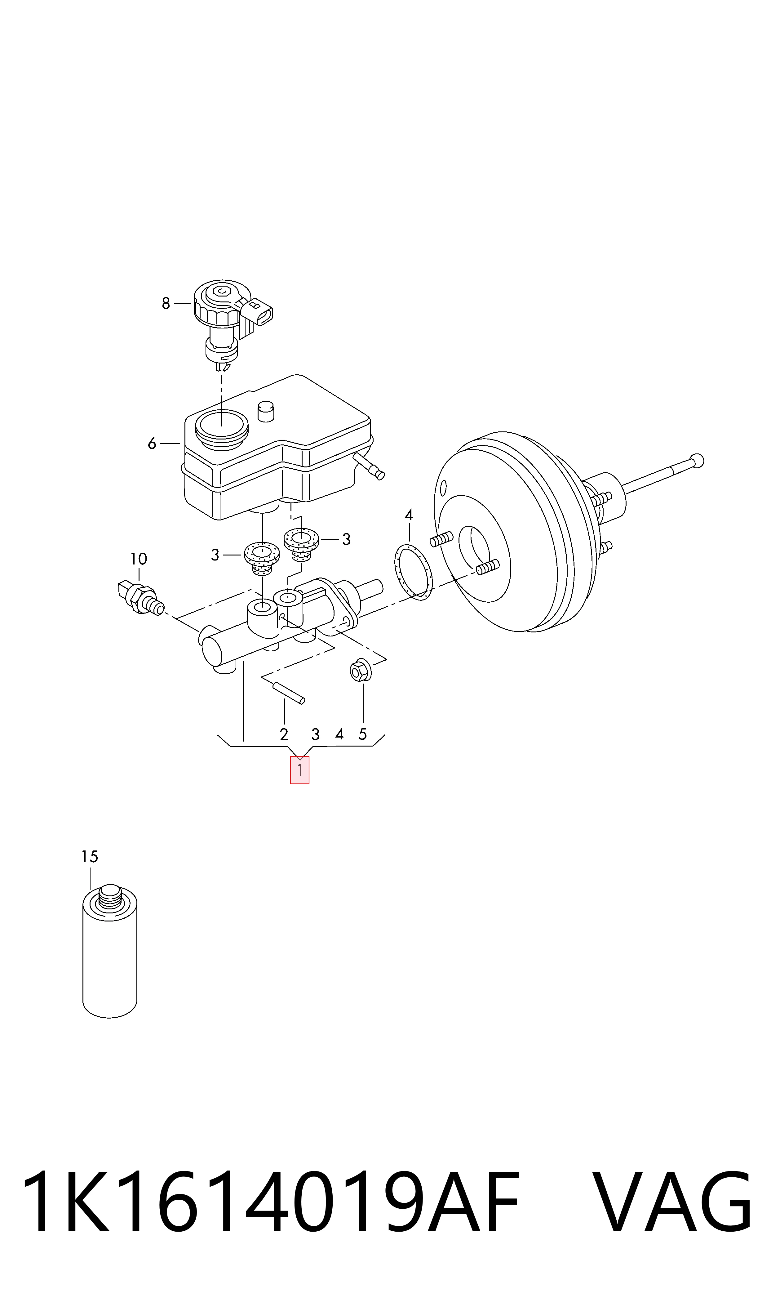 1K1614019AF VAG Główny cylinder hamulców