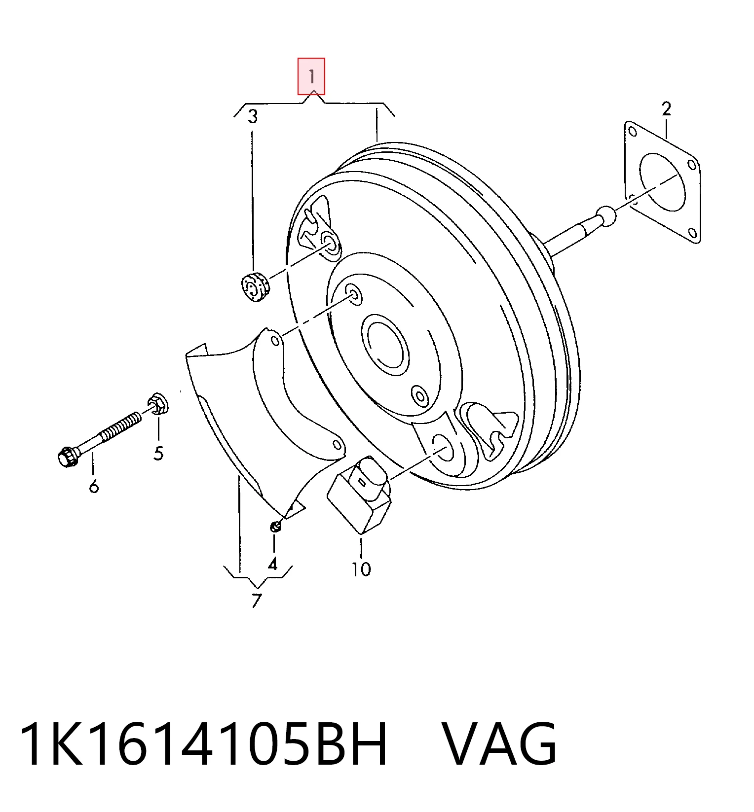 Wzmacniacz próżniowy hamulców Volkswagen Golf IV hatchback (1J1) (1997 - 2008) cena, od 73,21 USD