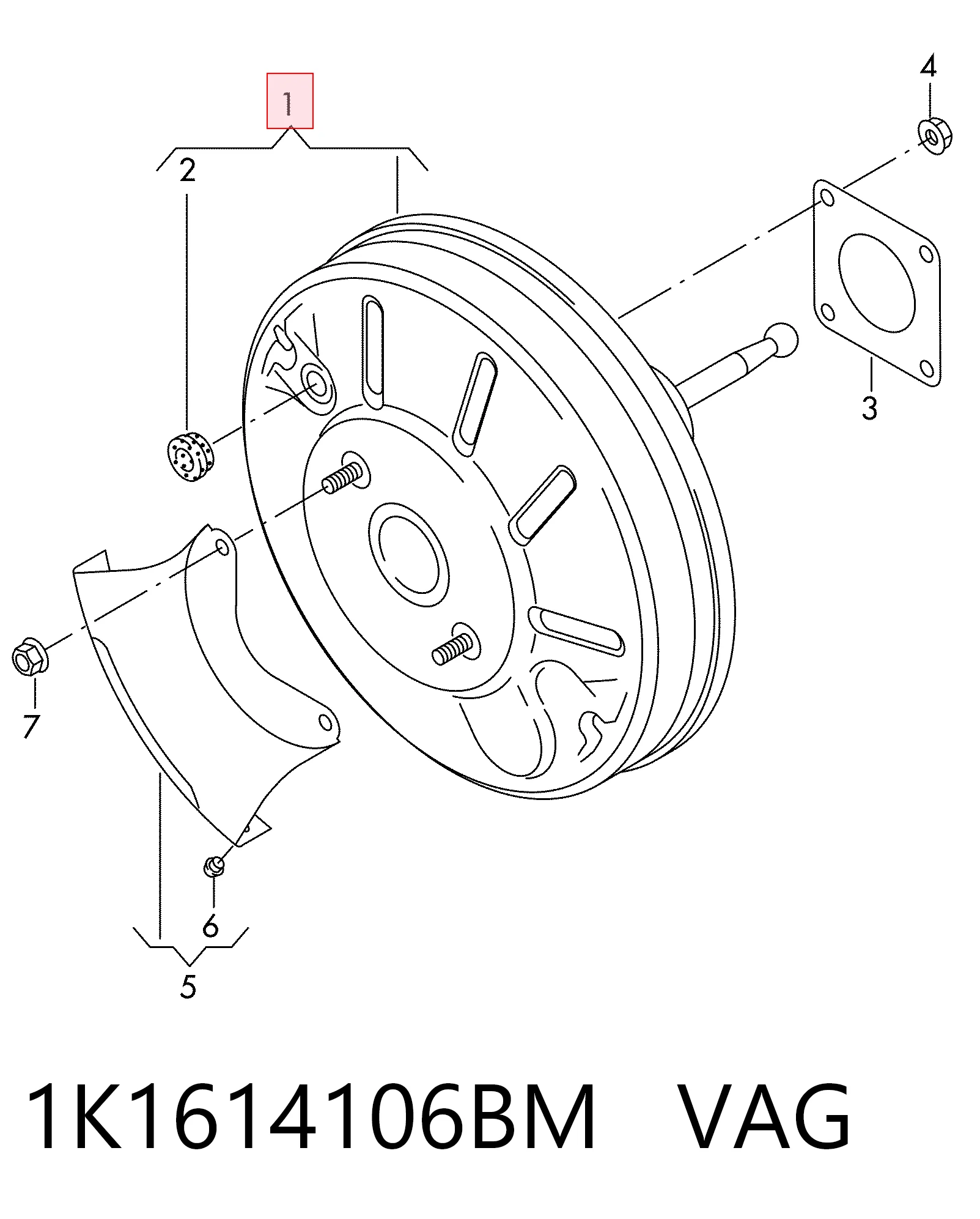 1K1614106BM VAG Wzmacniacz próżniowy hamulców