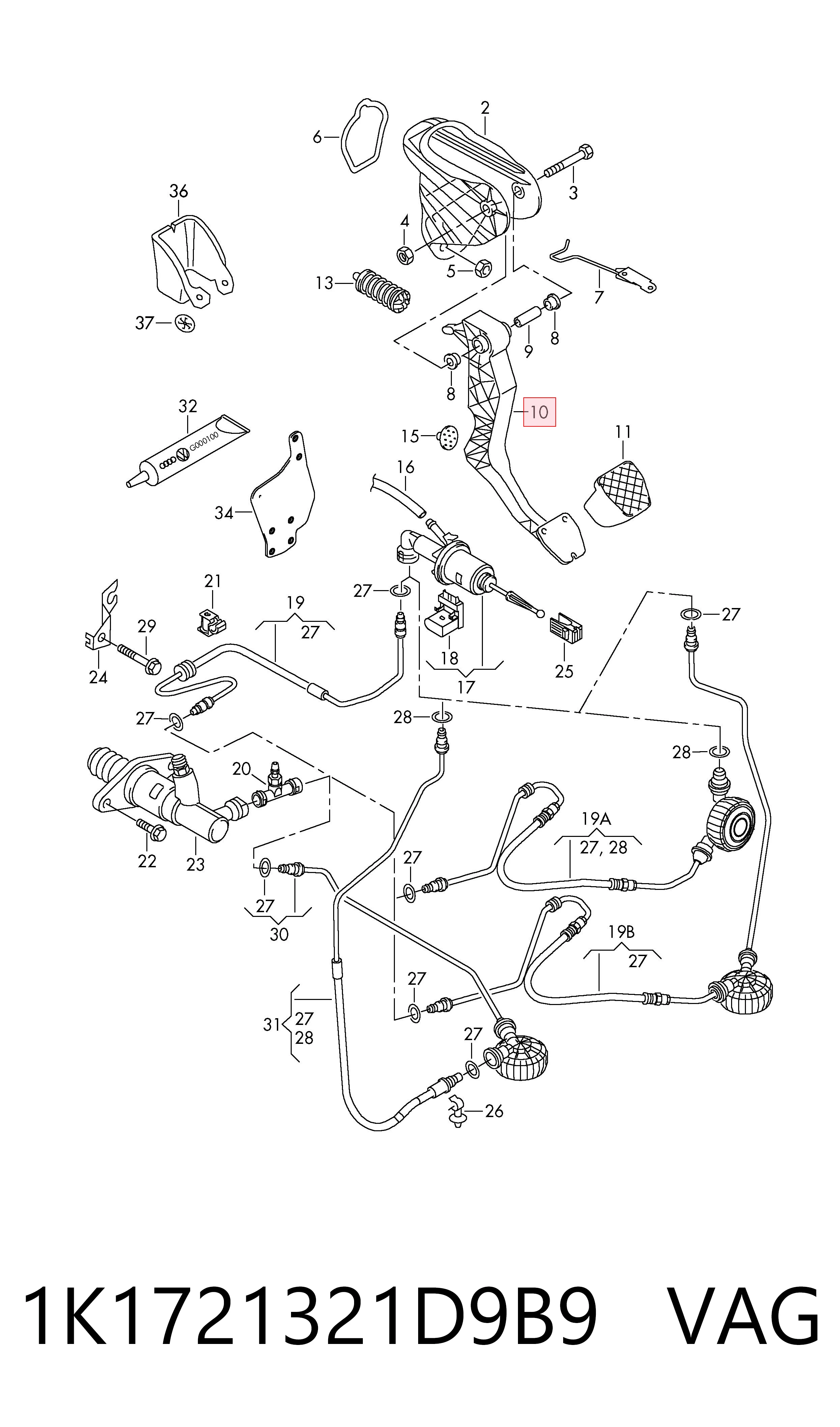 Pedał sprzęgła do Volkswagen Golf VI 5K1