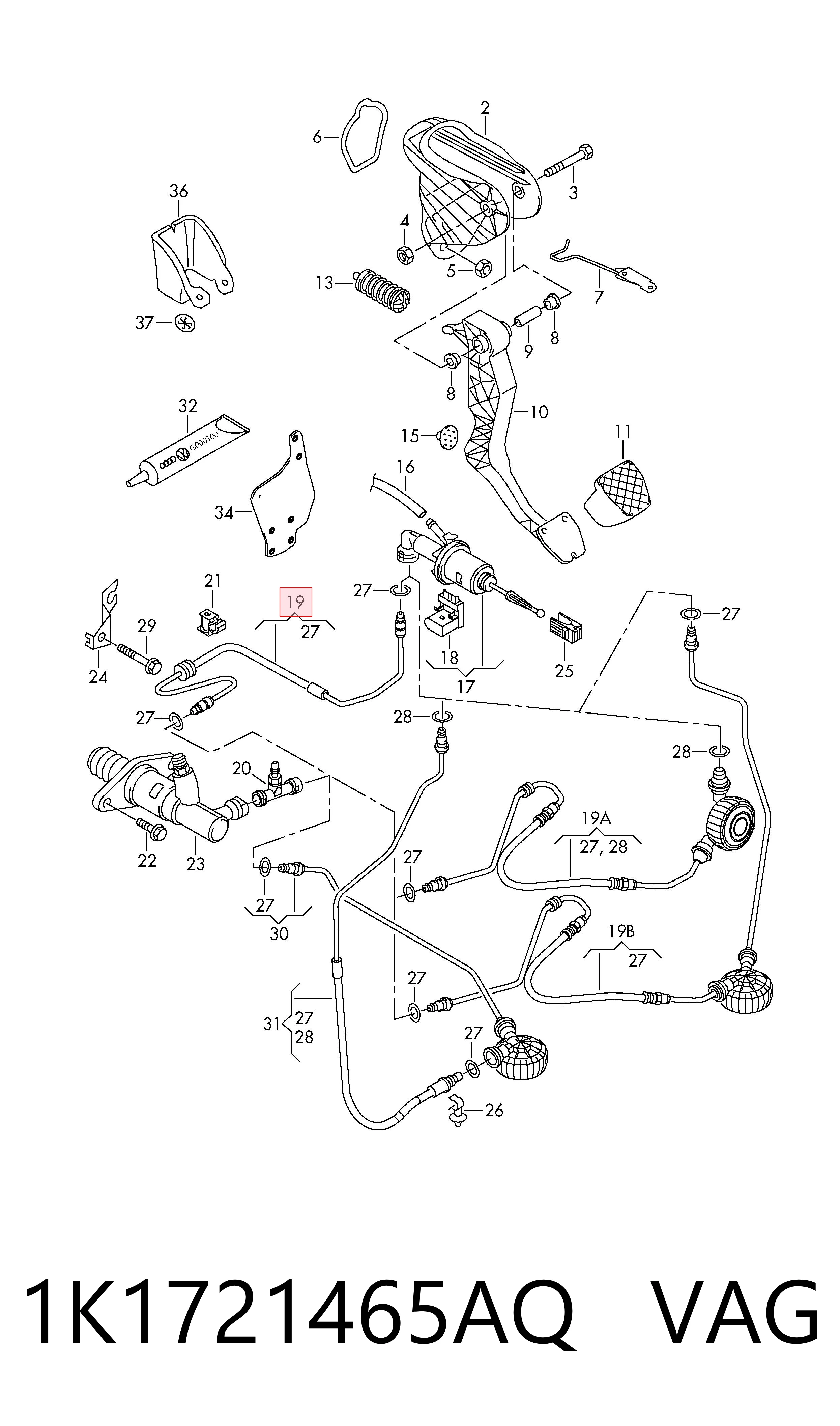 Przewód sprzęgła VAG 1K1721465AQ cena, od 97,38 USD