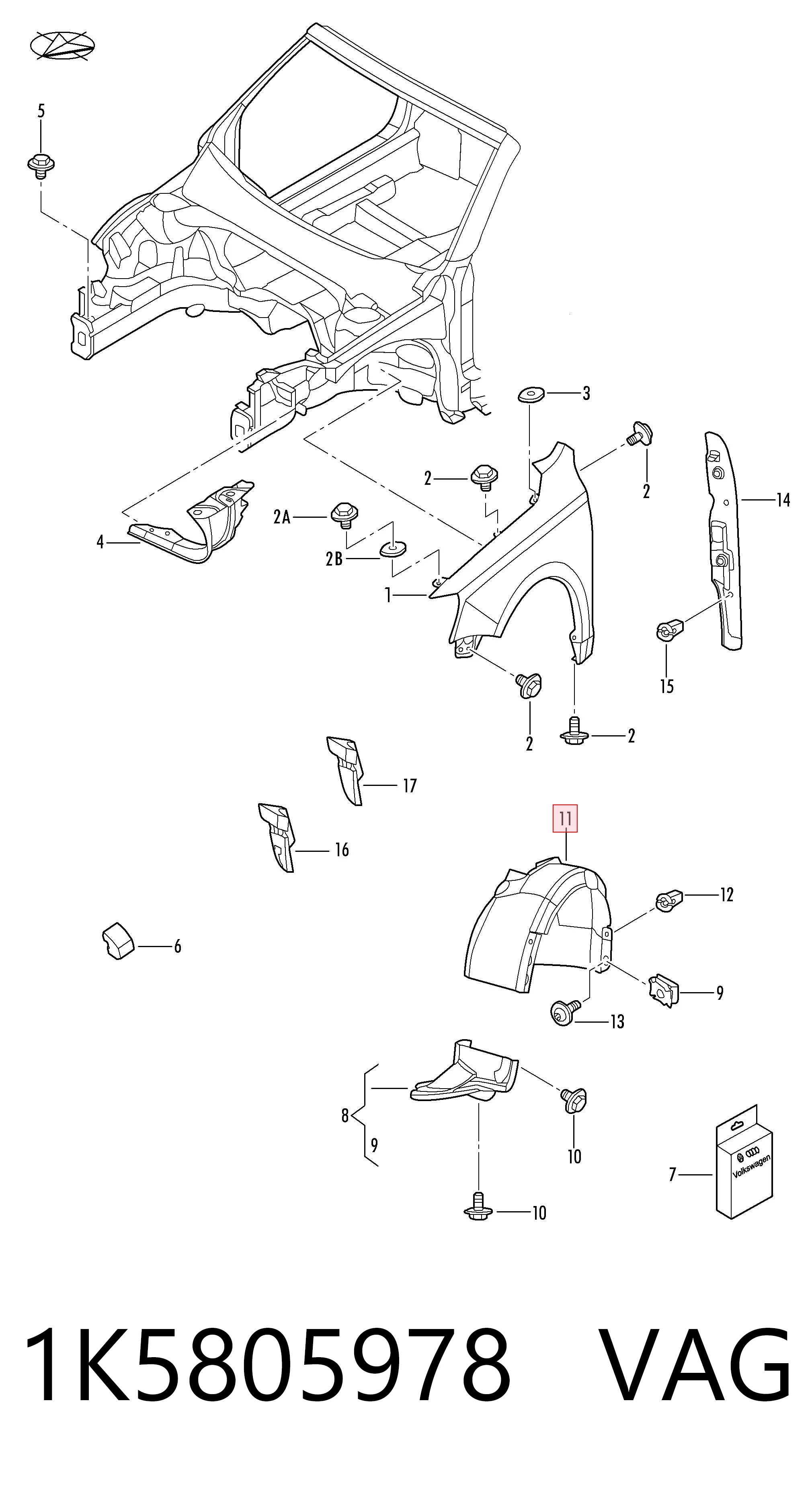 Nadkole błotnika przedniego prawe Volkswagen Jetta V sedana (1K2) (2004 - 2010) cena, od 16,44 USD