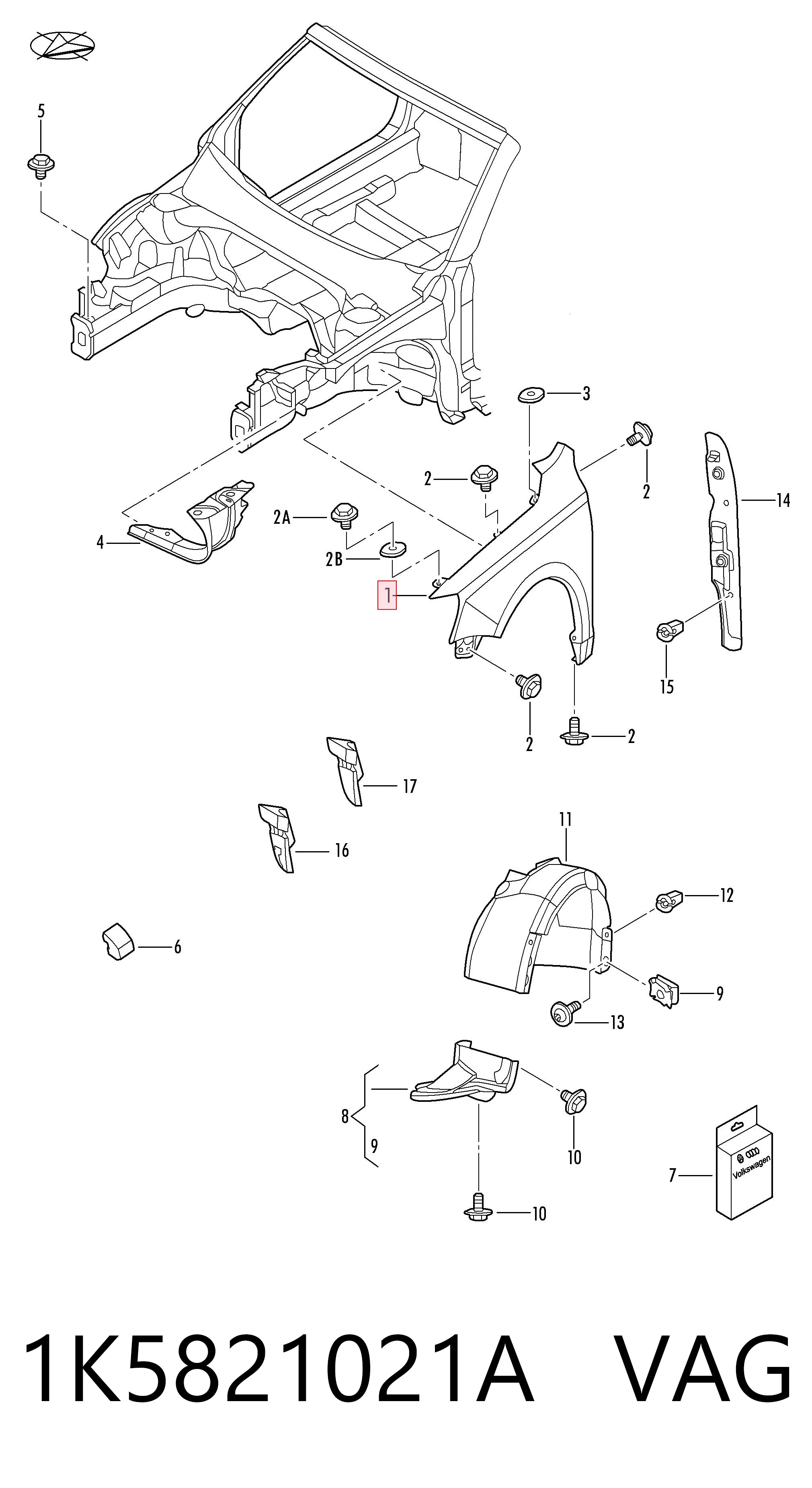Błotnik przedni lewy Volkswagen Jetta V sedana (1K2) (2004 - 2010) cena, od 64,92 USD