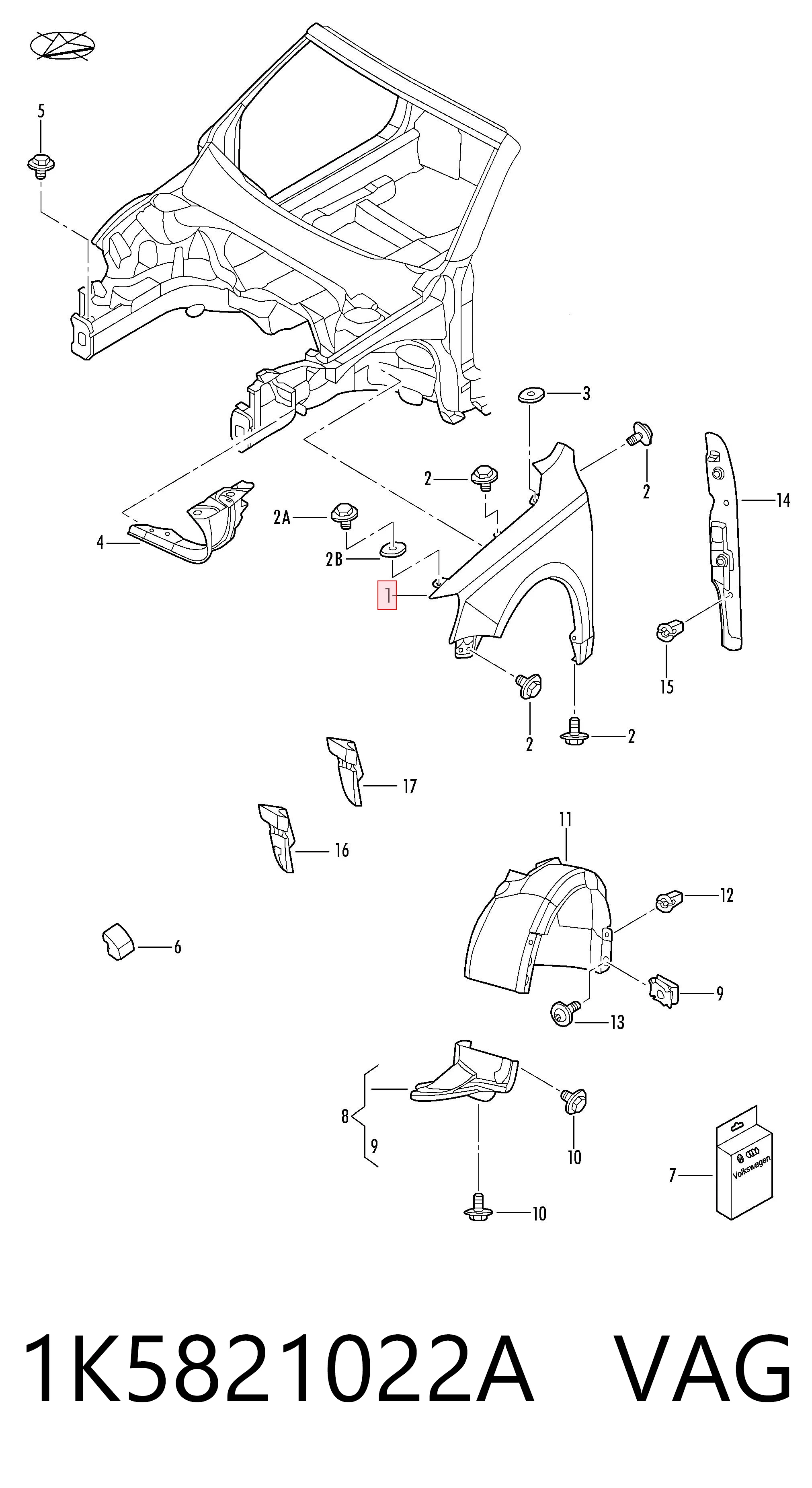 Błotnik przedni prawy Volkswagen Jetta V sedana (1K2) (2004 - 2010) cena, od 63,14 USD