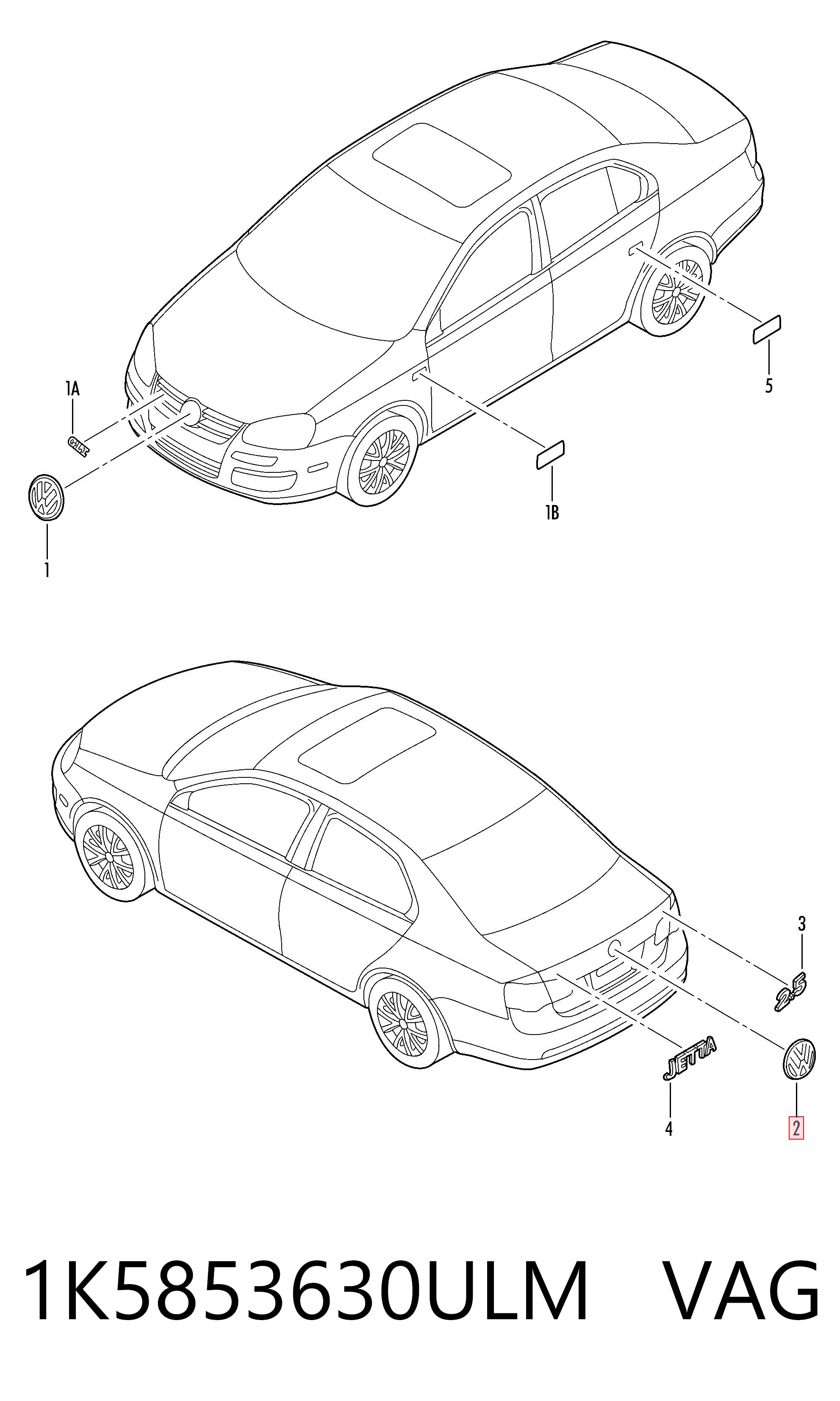 Emblemat na klapę bagaznika (znaczek firmowy) do Volkswagen Jetta V 1K2