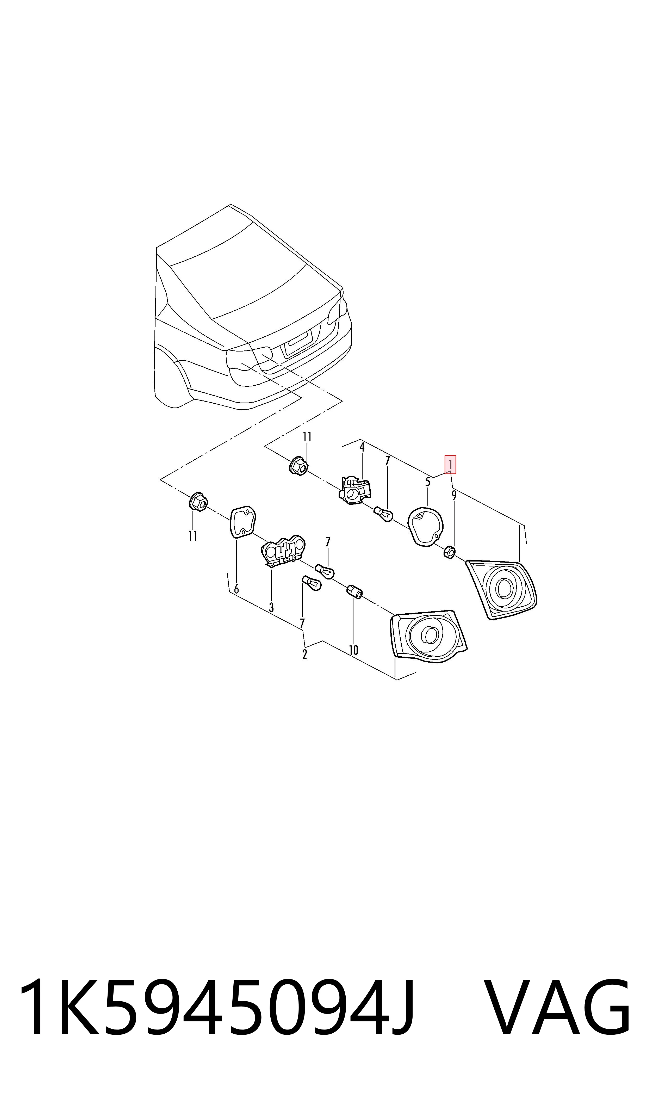 Lampa zespolona tylna prawa do Volkswagen Jetta 1K2