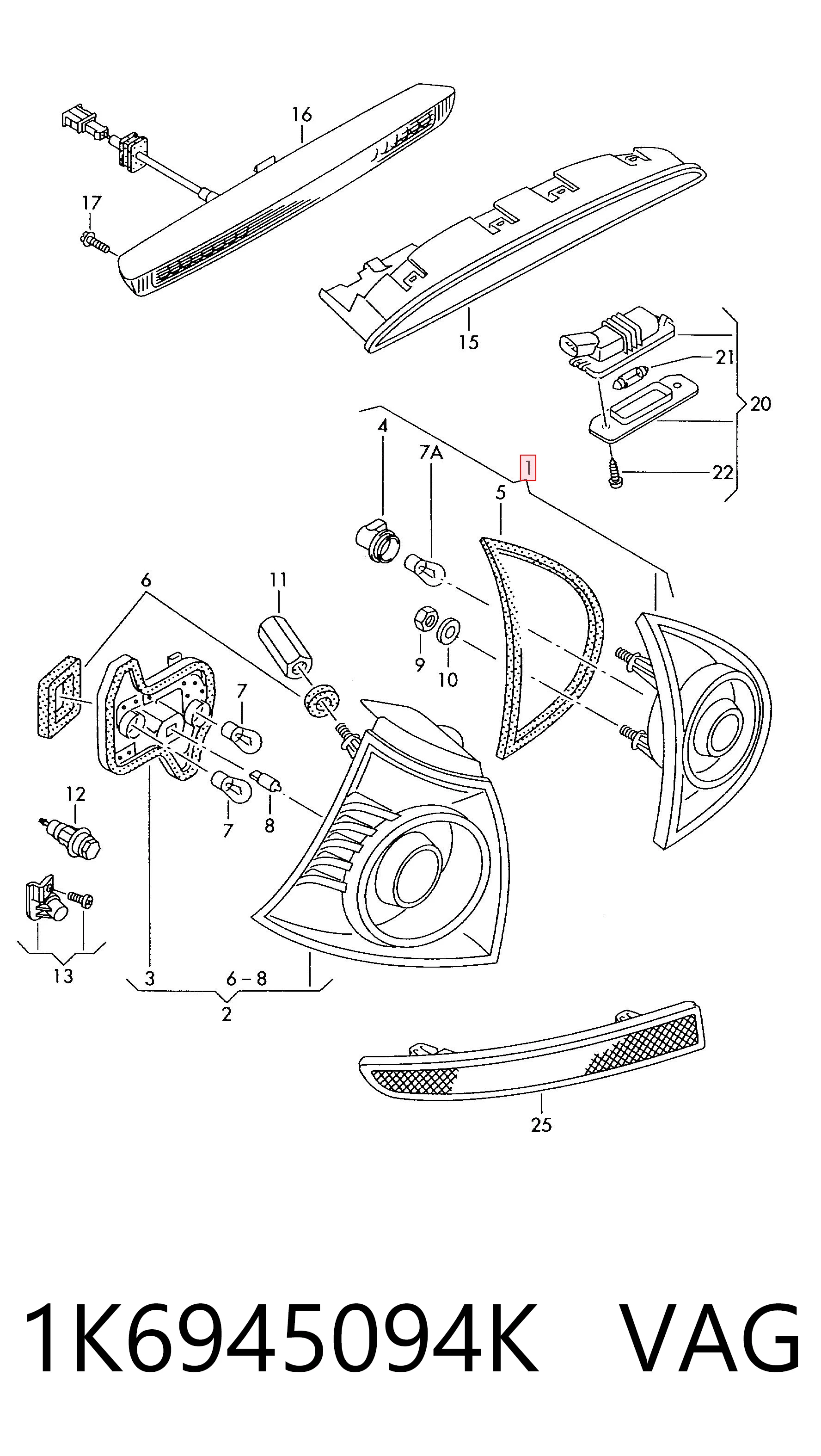 Lampa zespolona tylna prawa do Volkswagen Golf V 1K1