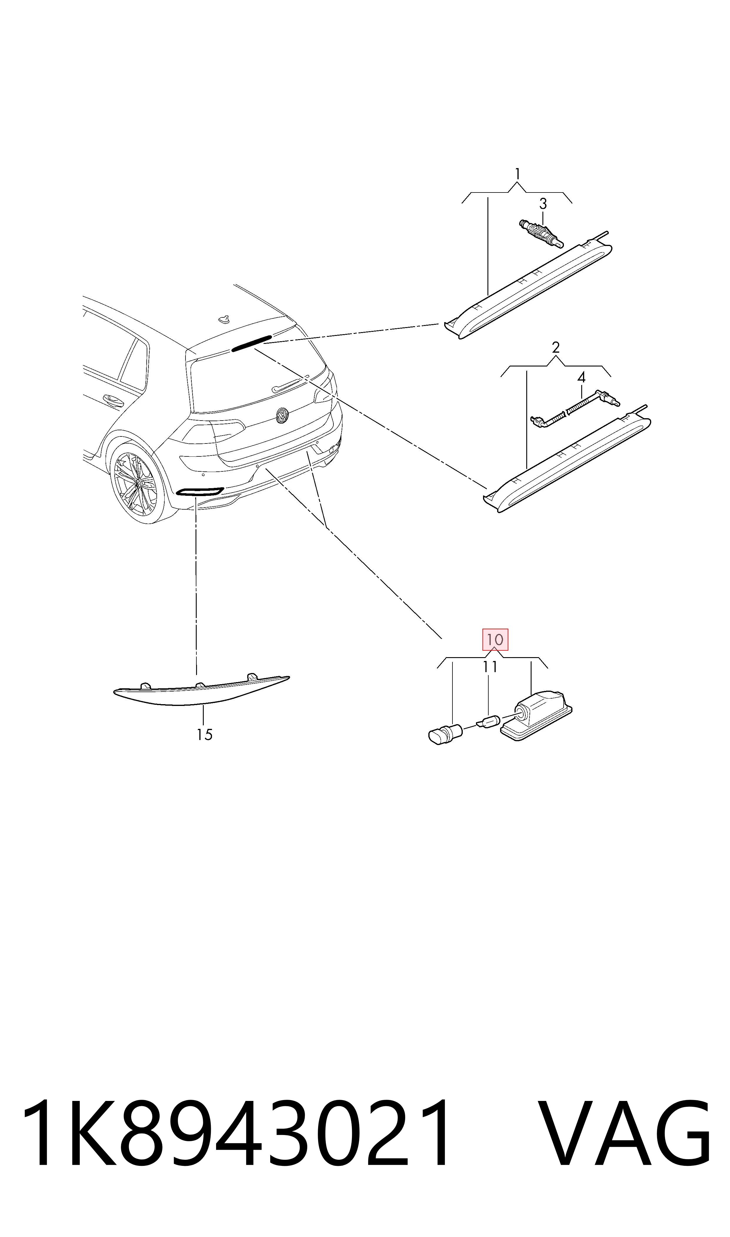  Lampa oświetlenia tylnej tablicy rejestracyjnej Volkswagen Golf 6