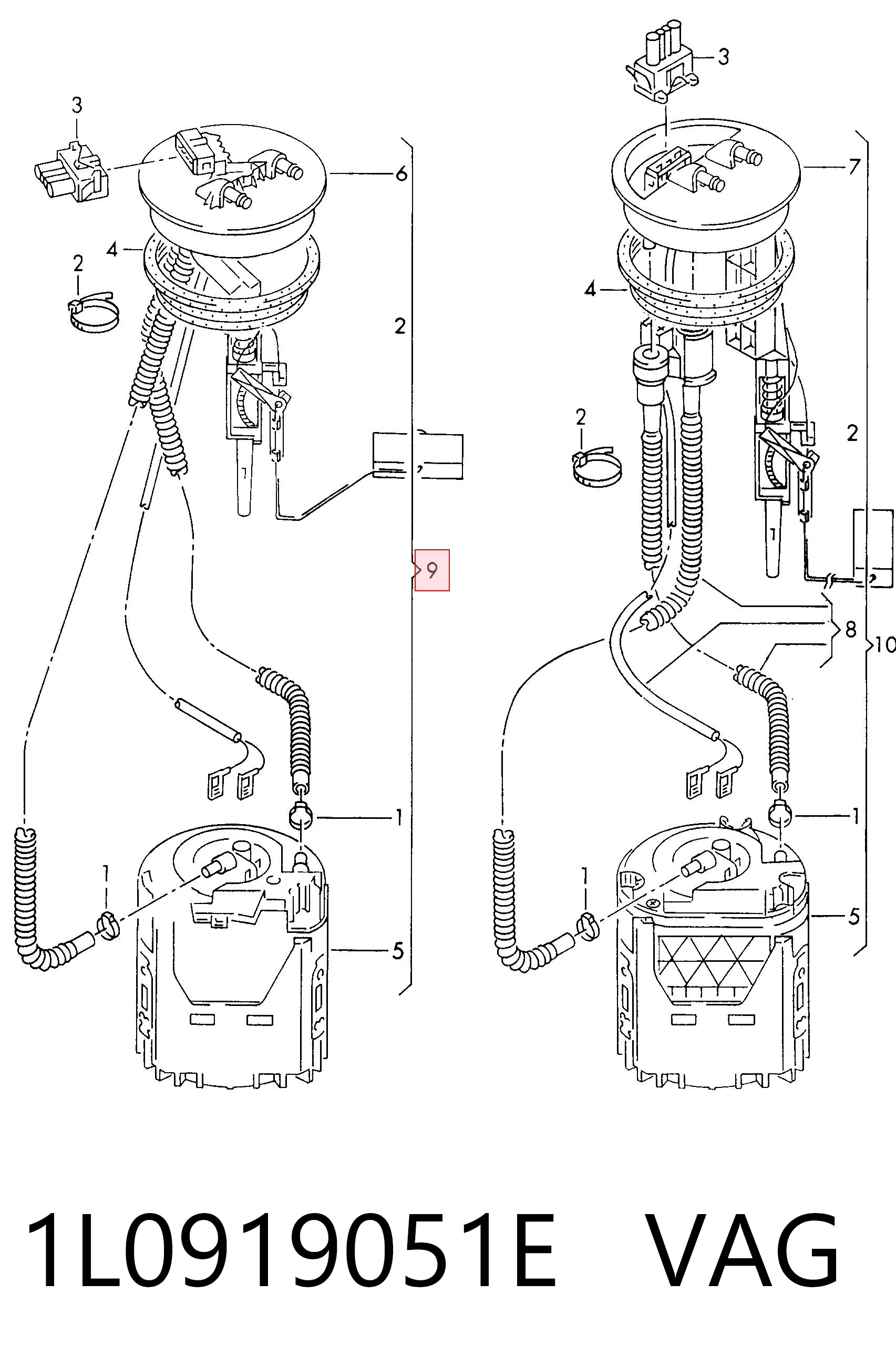 Moduł pompy paliwowej z czujnikiem poziomu paliwa Volkswagen Golf II hatchback (19E, 1G1) (1983 - 1992) cena, od 41,40 USD