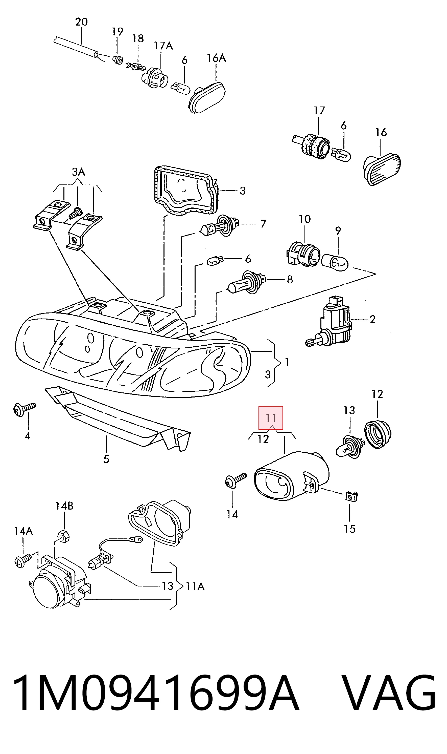 Do koszyka Lampa przeciwmgielna lewa Seat Toledo II 1M2