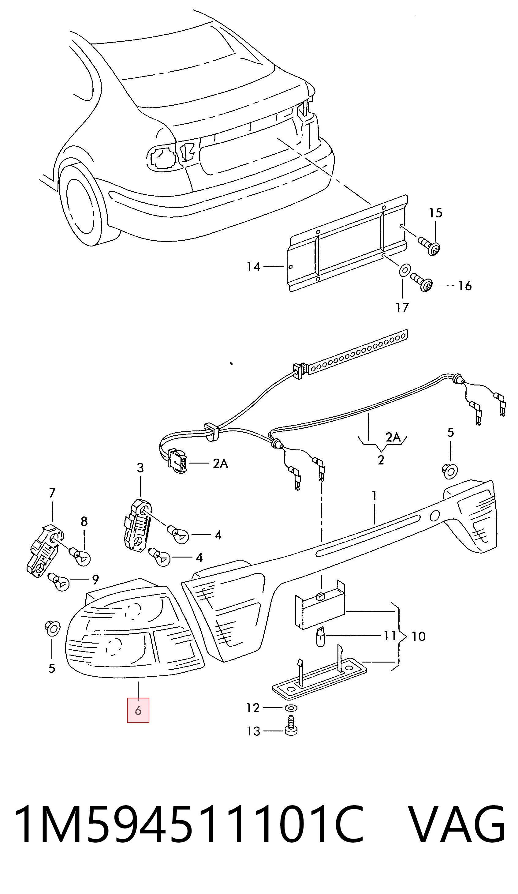 Lampa zespolona tylna lewa Seat Toledo II sedana (1M2) (1999 - 2006) cena, od 44,78 USD