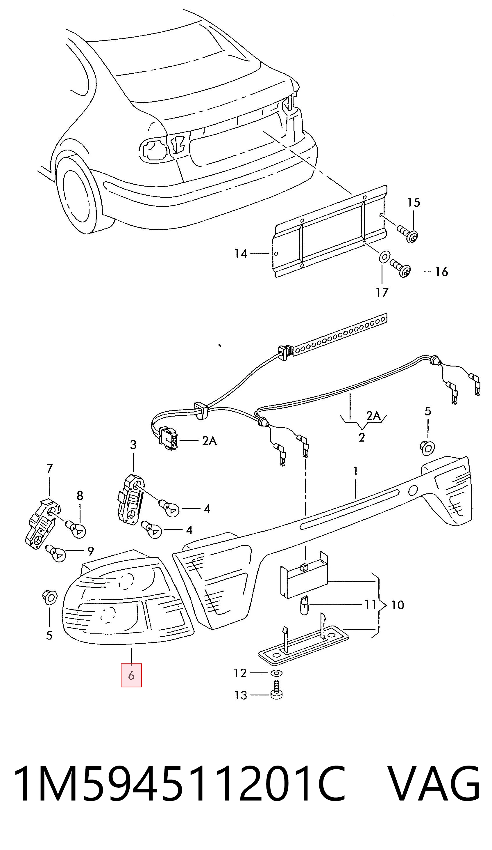 Lampa zespolona tylna prawa Seat Toledo II sedana (1M2) (1999 - 2006) cena, od 46,50 USD