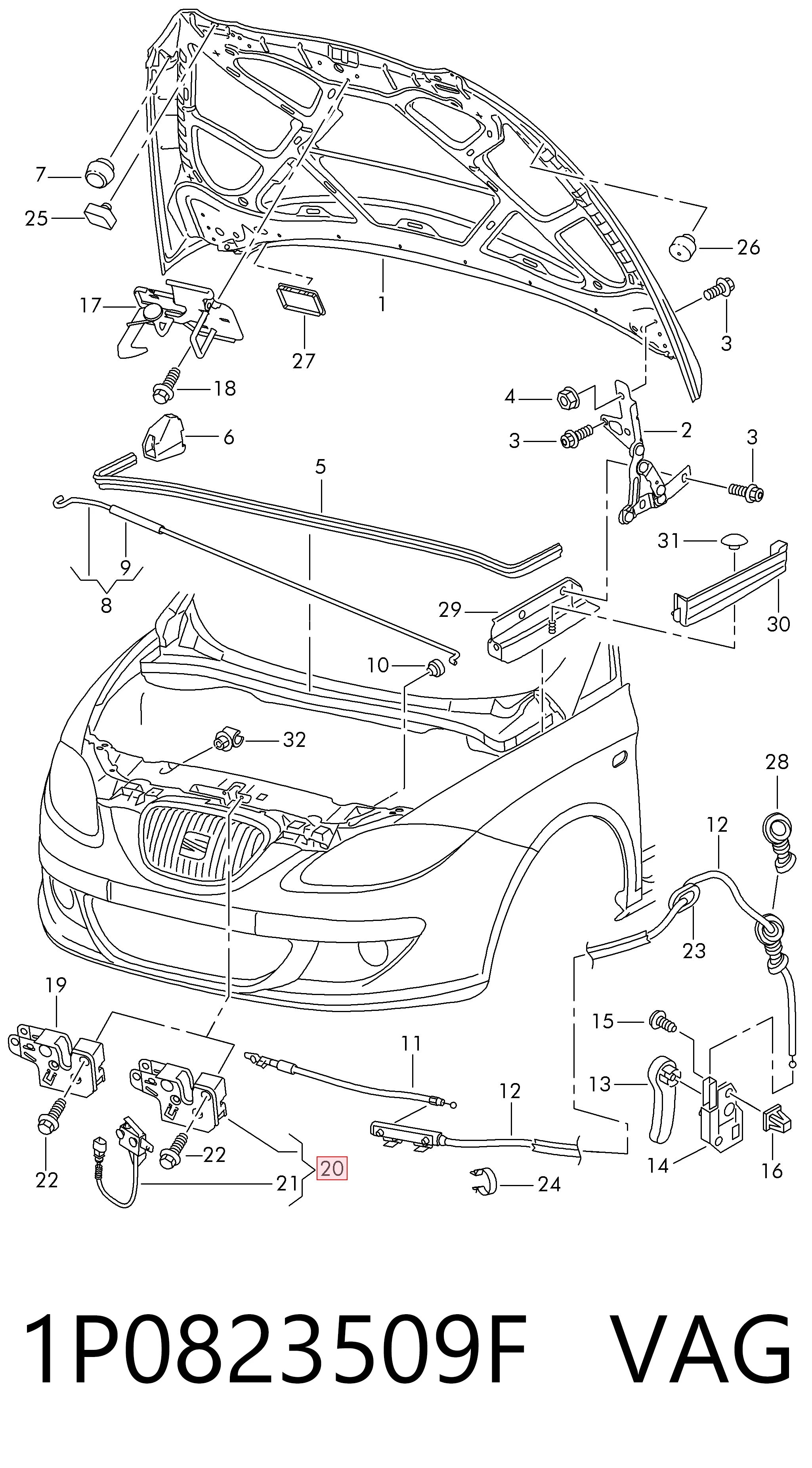  Zamek maski Seat Altea 