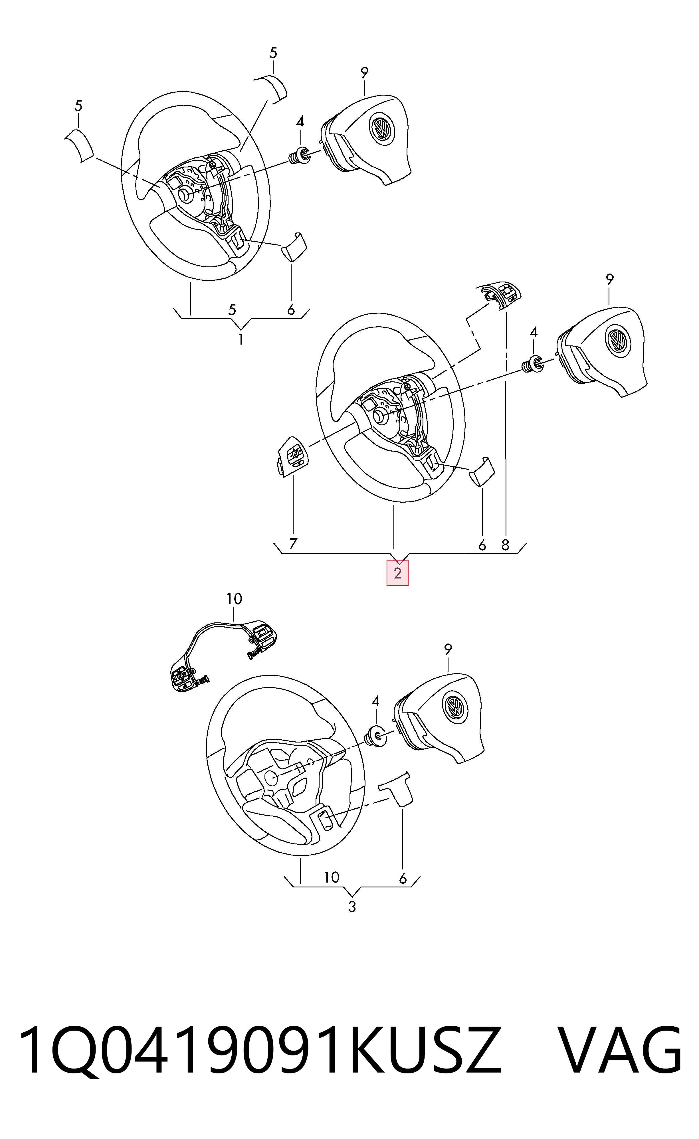 Kierownica Volkswagen Touran I minivan (1T1, 1T2) (2003 - 2010) cena, od 196,26 USD