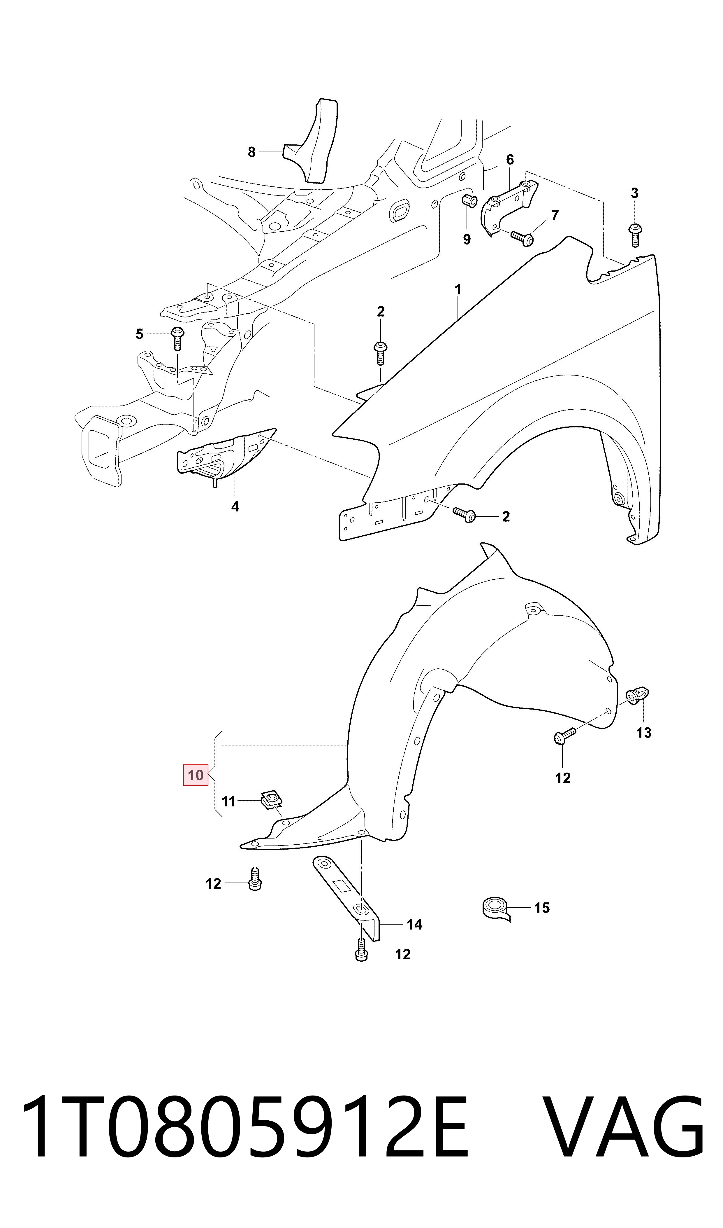 Nadkole błotnika przedniego prawe Volkswagen Caddy III awangarda (2KA, 2KH, 2CA, 2CH) (2004 - 2015) cena, od 24,80 USD