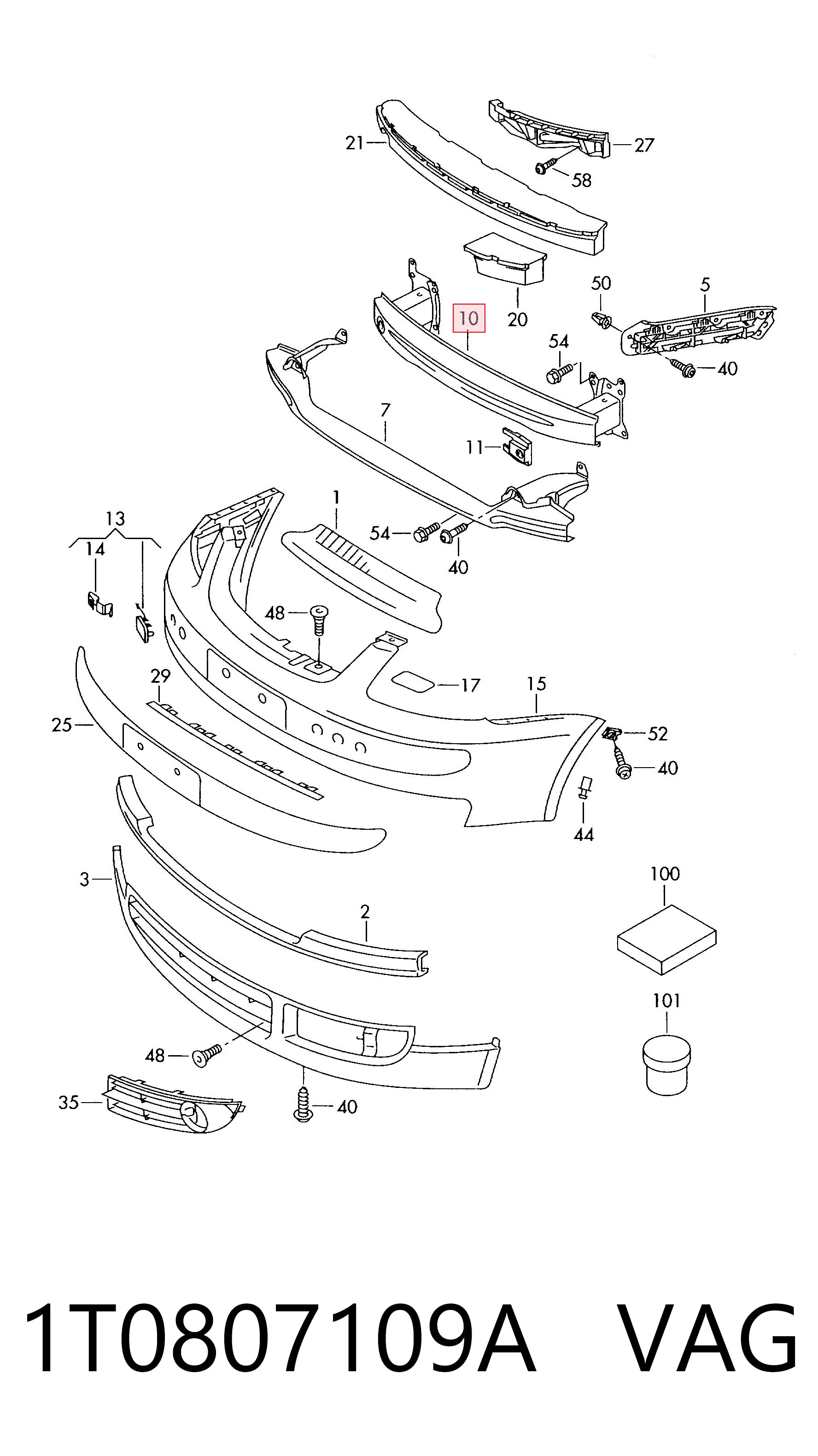Wzmocnienie zderzaka przedniego Volkswagen Caddy III kombi (2KB, 2KJ, 2CB, 2CJ) (2004 - 2015) cena, od 76,42 USD