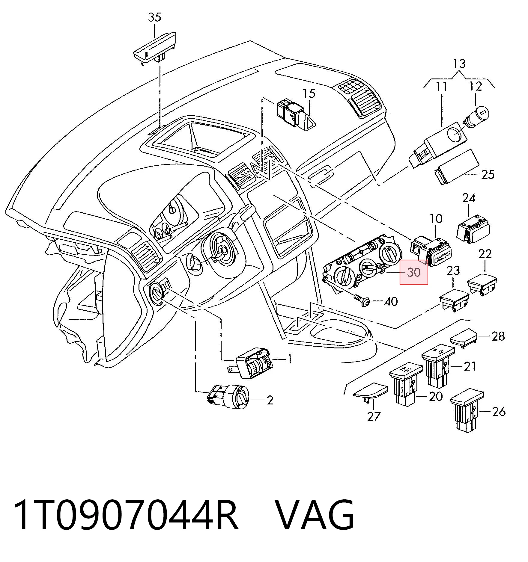 Do koszyka Sterownik trybów ogrzewania/klimatyzacji Volkswagen Jetta V 1K2