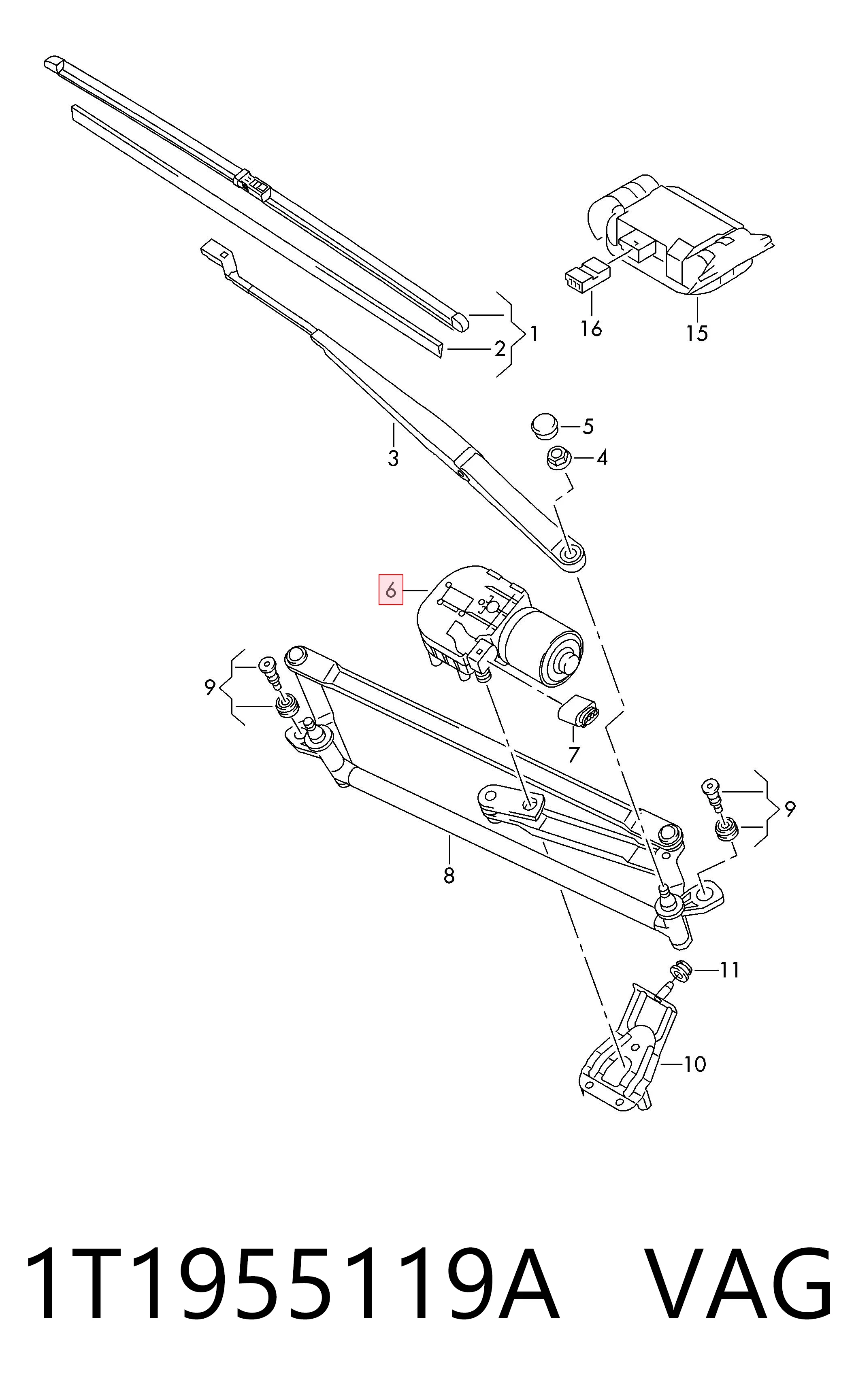Silniczek wycieraczki szyby przedniej Volkswagen Caddy III kombi (2KB, 2KJ, 2CB, 2CJ) (2004 - 2015) cena, od 127,78 USD