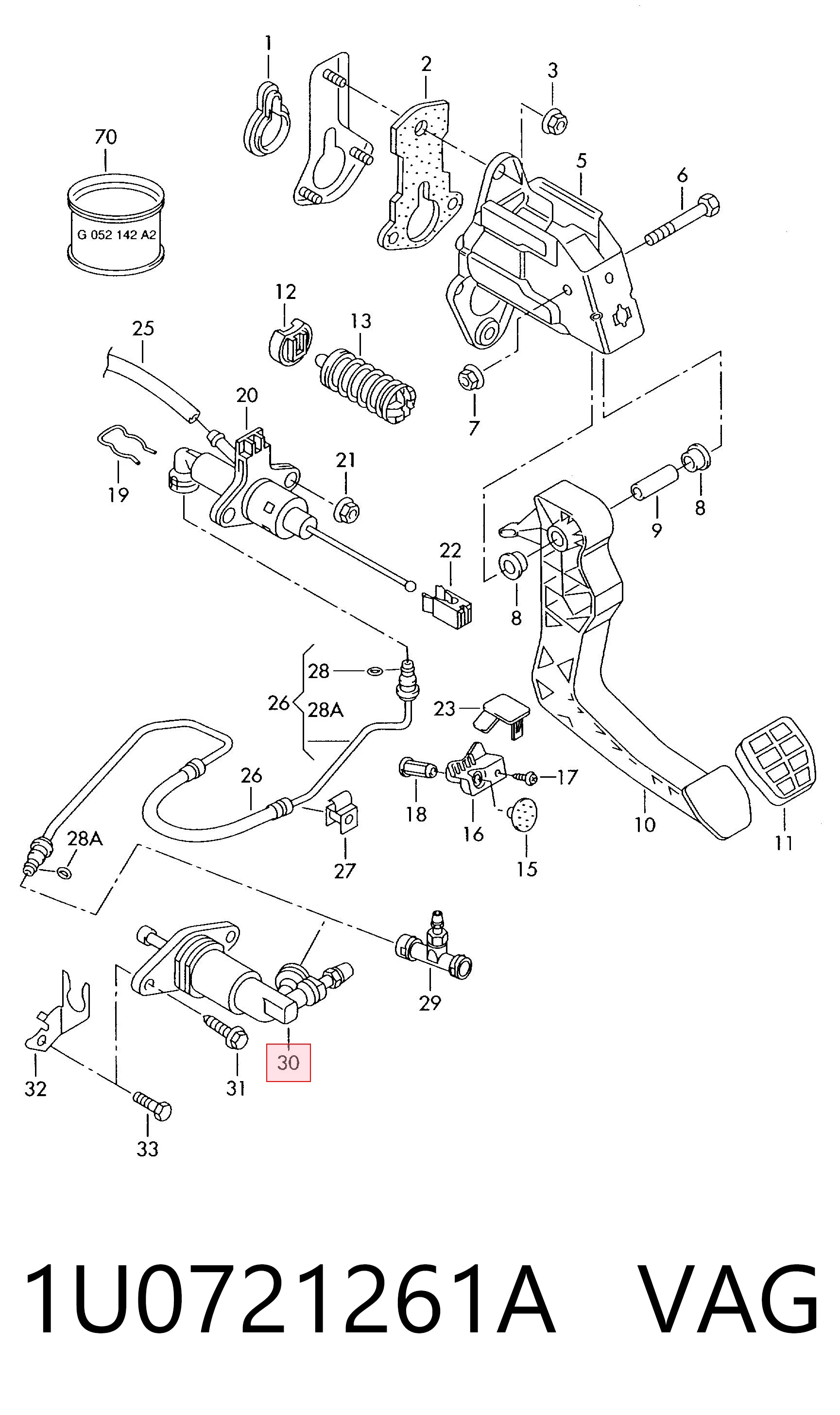 1U0721261A VAG Cylinder roboczy sprzęgła