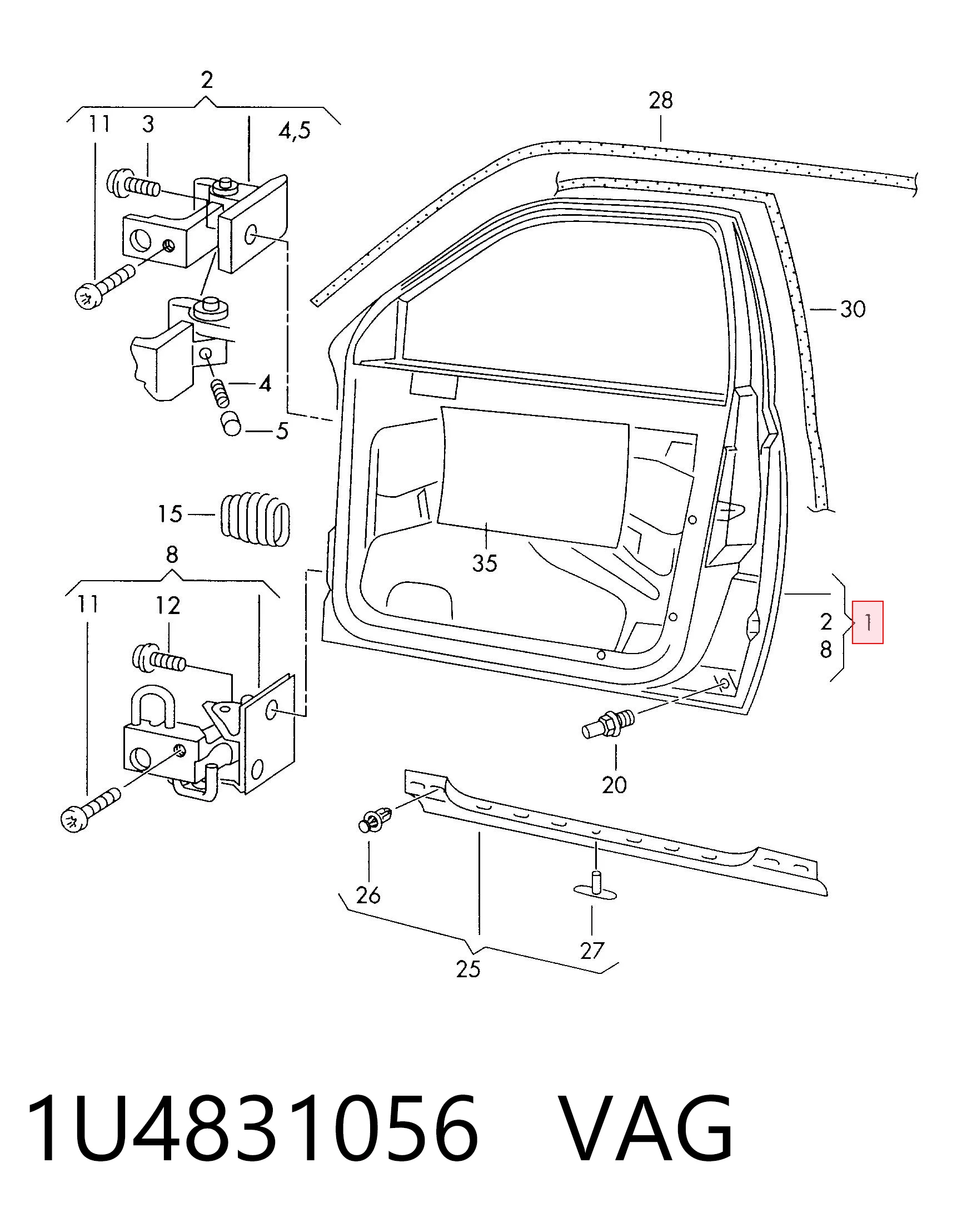 1U4831056 VAG Drzwi przednie prawe