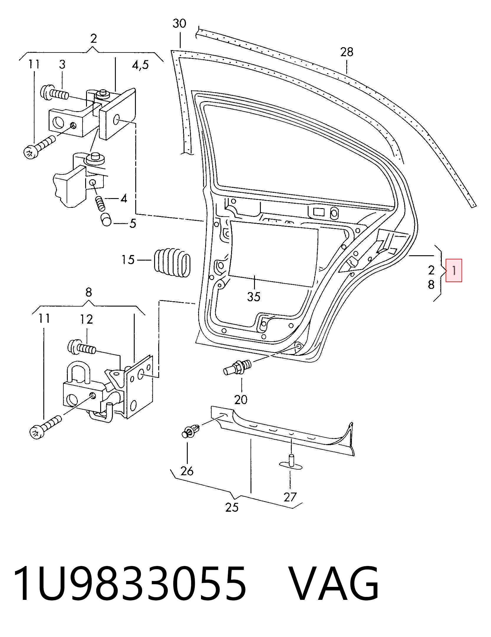 Drzwi tylne lewe Skoda Octavia I A4 kombi (1U5) (1998 - 2011) cena, od 161,97 USD