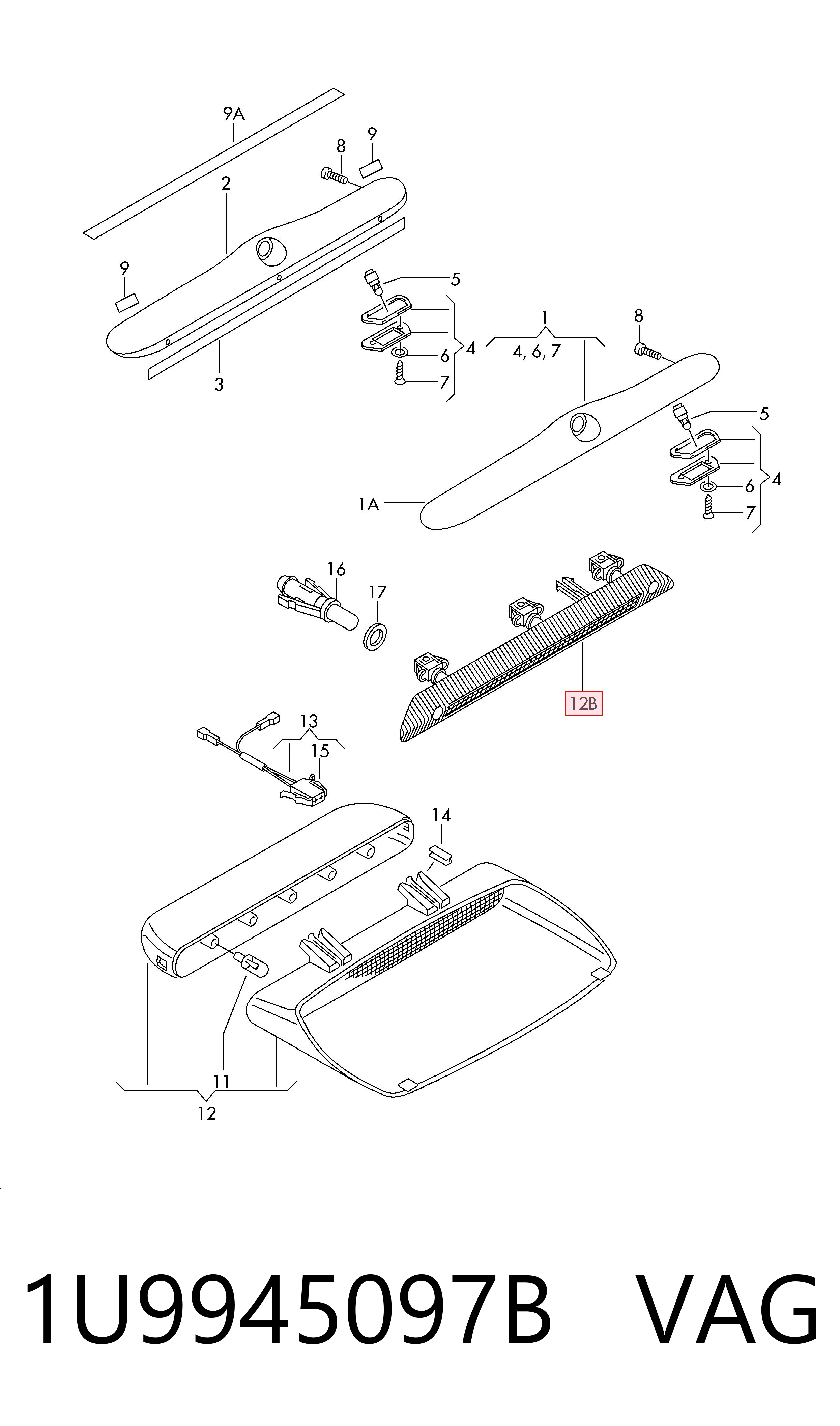 1U9945097B VAG Lampa stop tylna dodatkowa