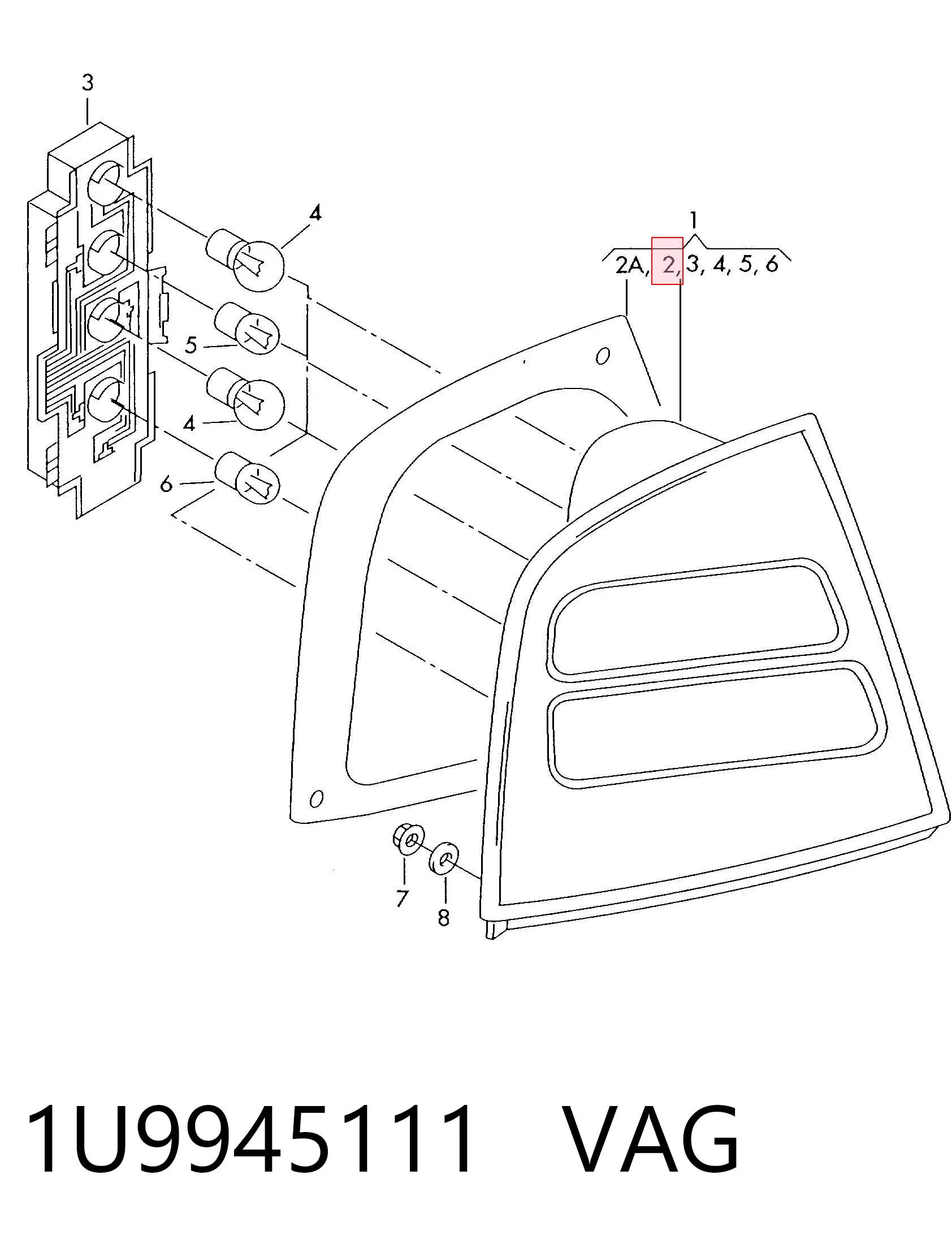Lampa zespolona tylna lewa Skoda Octavia I A4
