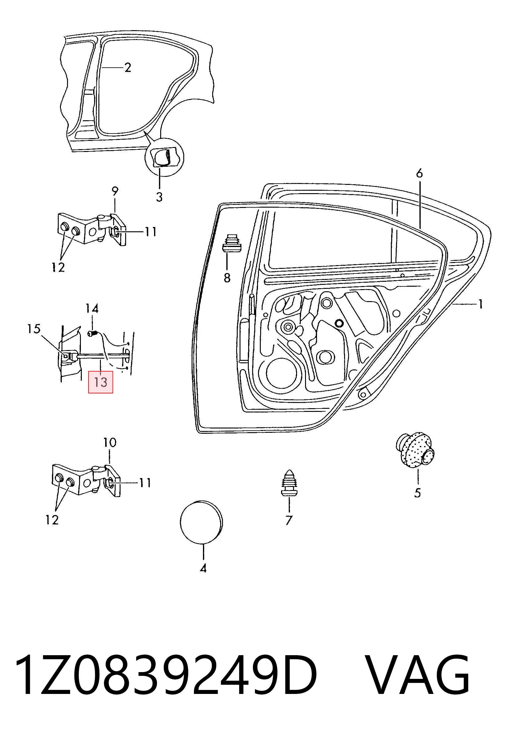 1Z0839249D VAG Ogranicznik drzwi tylny