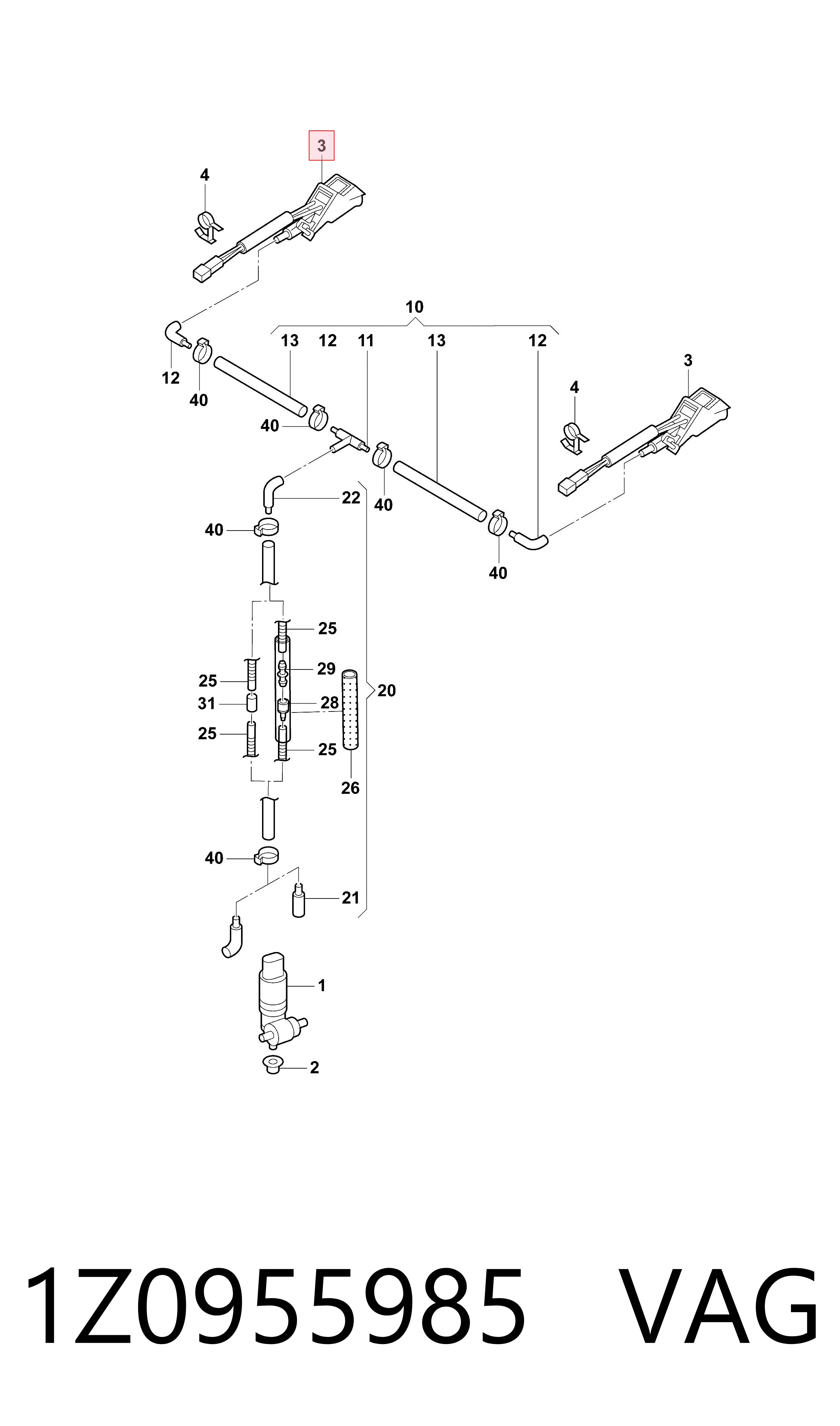 Dysza spryskiwacza szyby przedniej do Skoda Octavia III A7 5E3, NL3, NR3