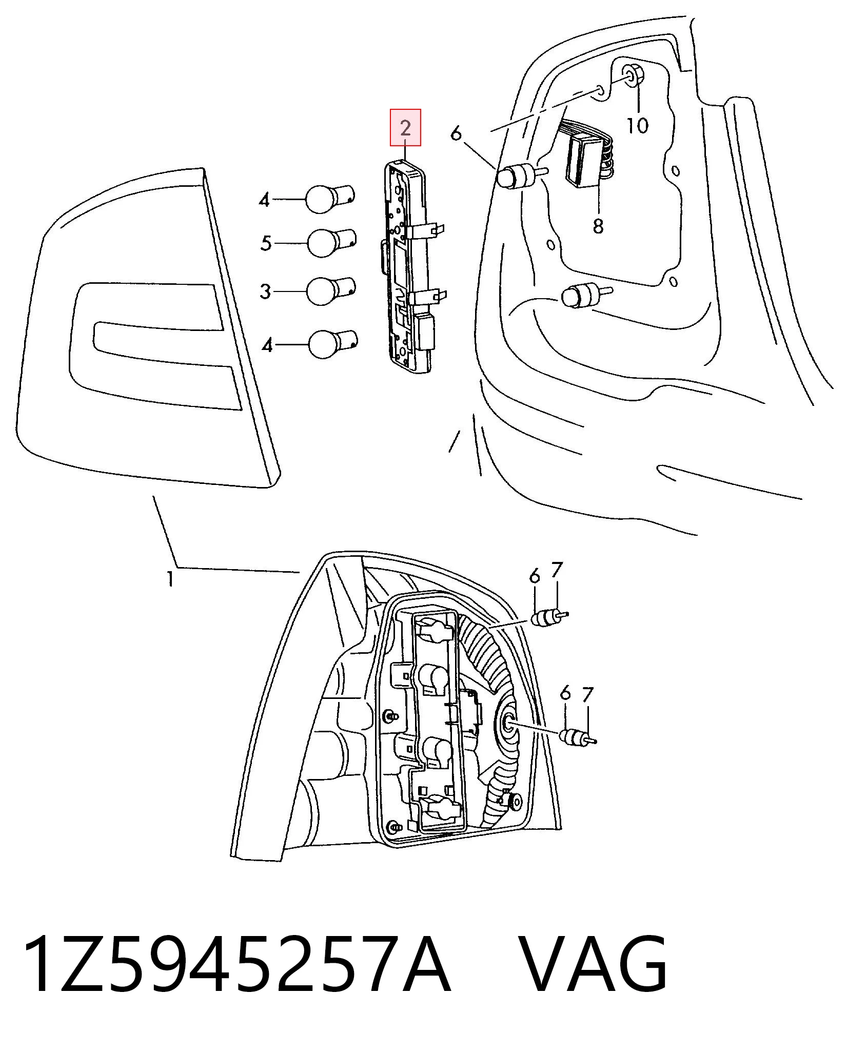 1Z5945257A VAG Płyta lampy zespolonej tylnej kontaktowa