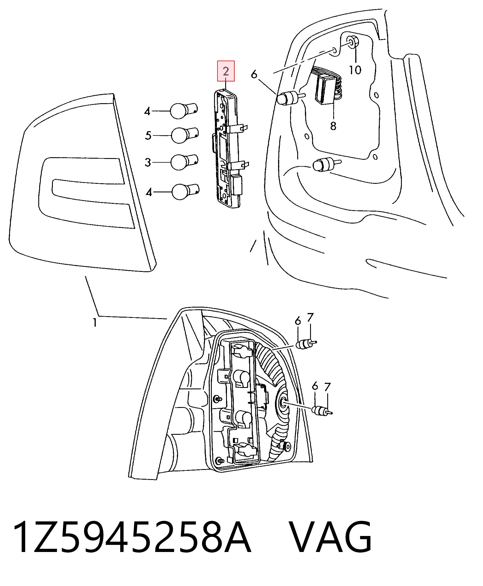 1Z5945258A VAG Płyta lampy zespolonej tylnej kontaktowa