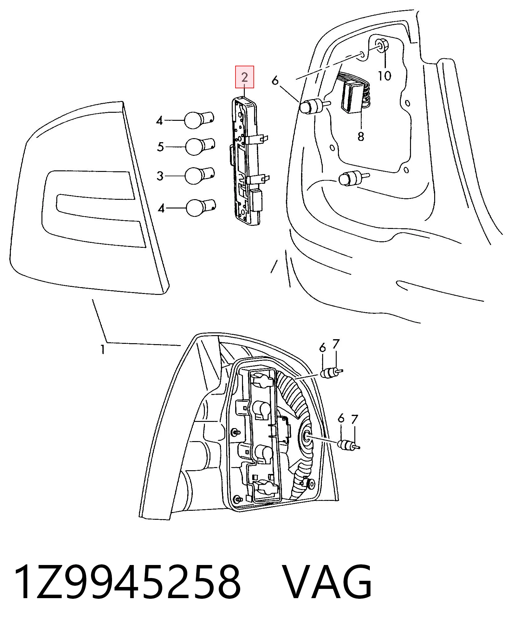 1Z9945258 VAG Płyta lampy zespolonej tylnej kontaktowa