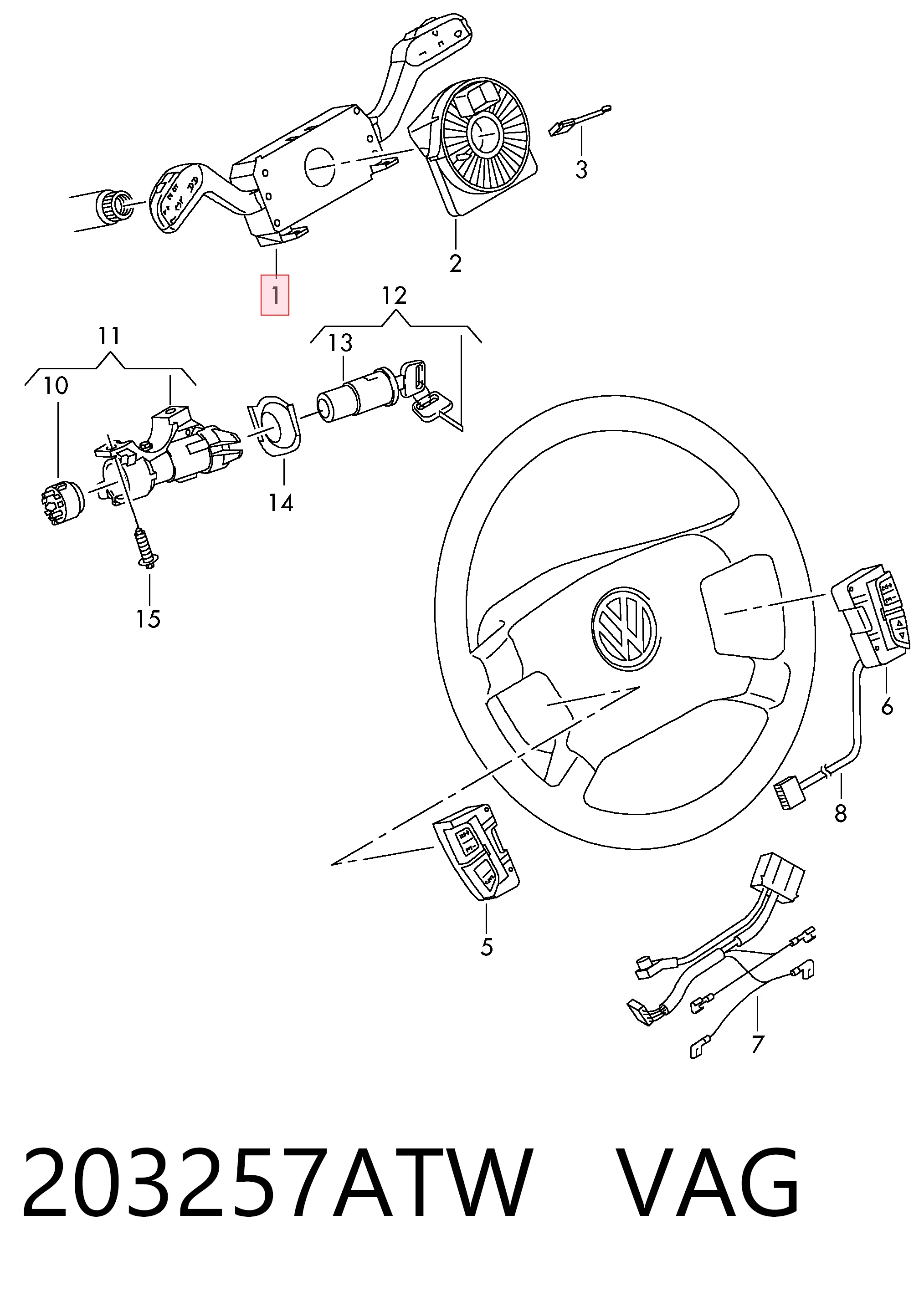 Przełącznik zespolony, w komplecie Volkswagen Polo IV hatchback (9N, 9A) (2001 - 2014) cena, od 57,99 USD