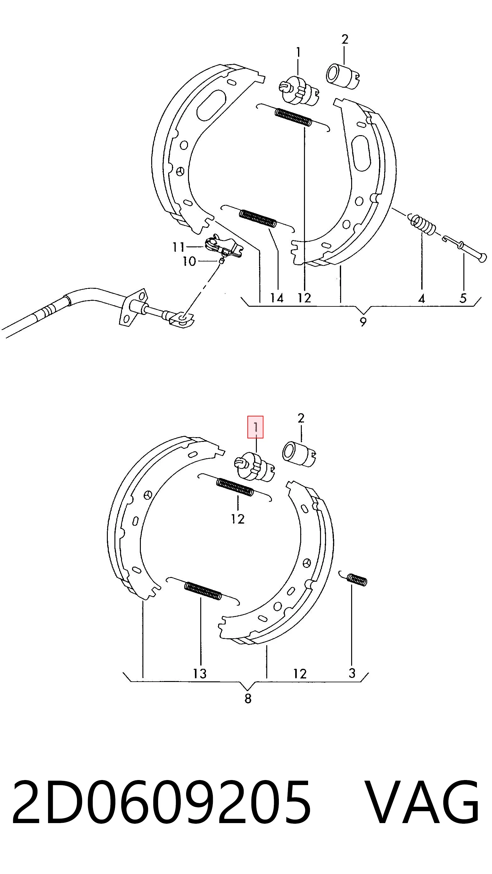 Samoregulator szczęk hamulcowych (zestaw naprawczy) VAG 2D0609205 cena, od 22,28 USD