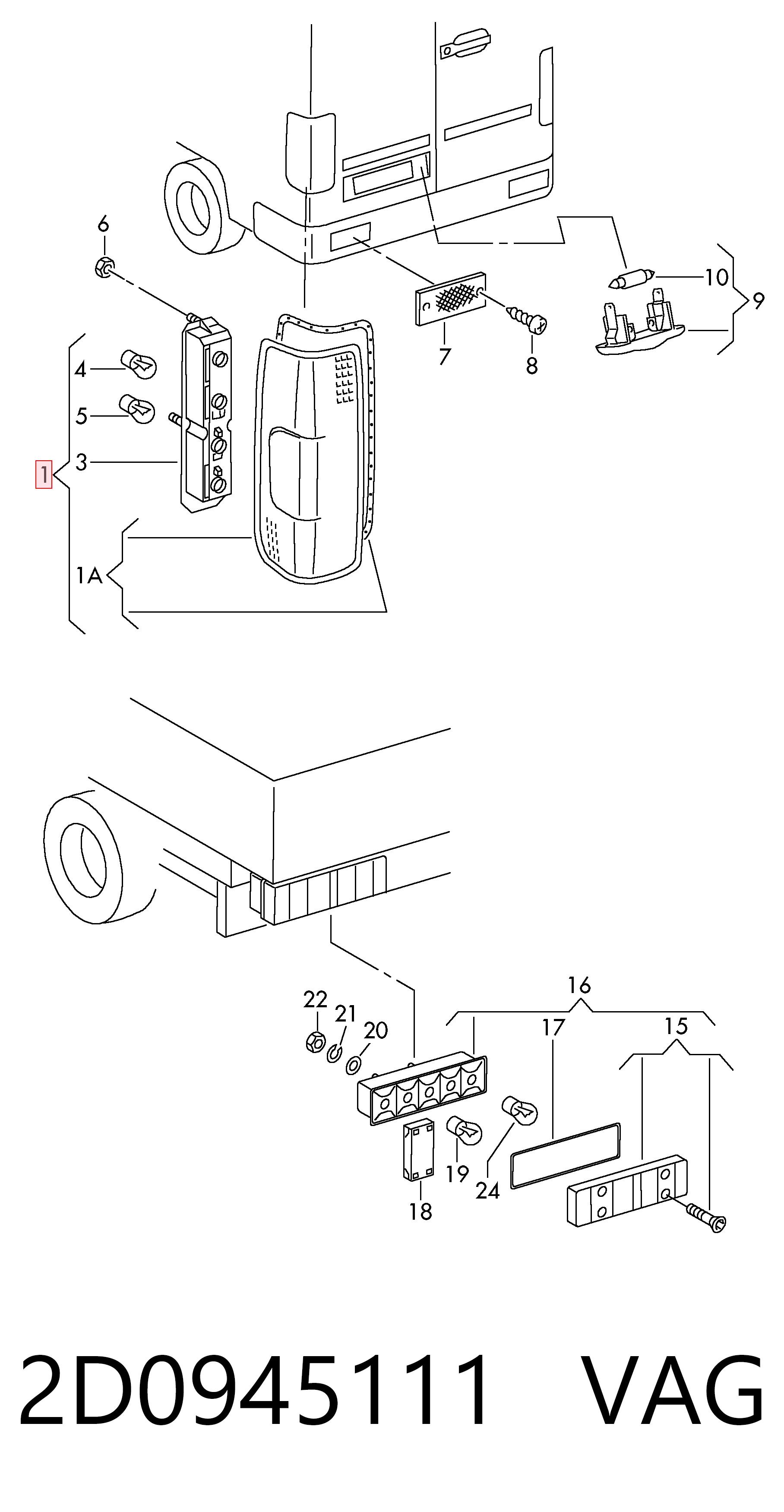  Lampa zespolona tylna lewa Volkswagen LT 