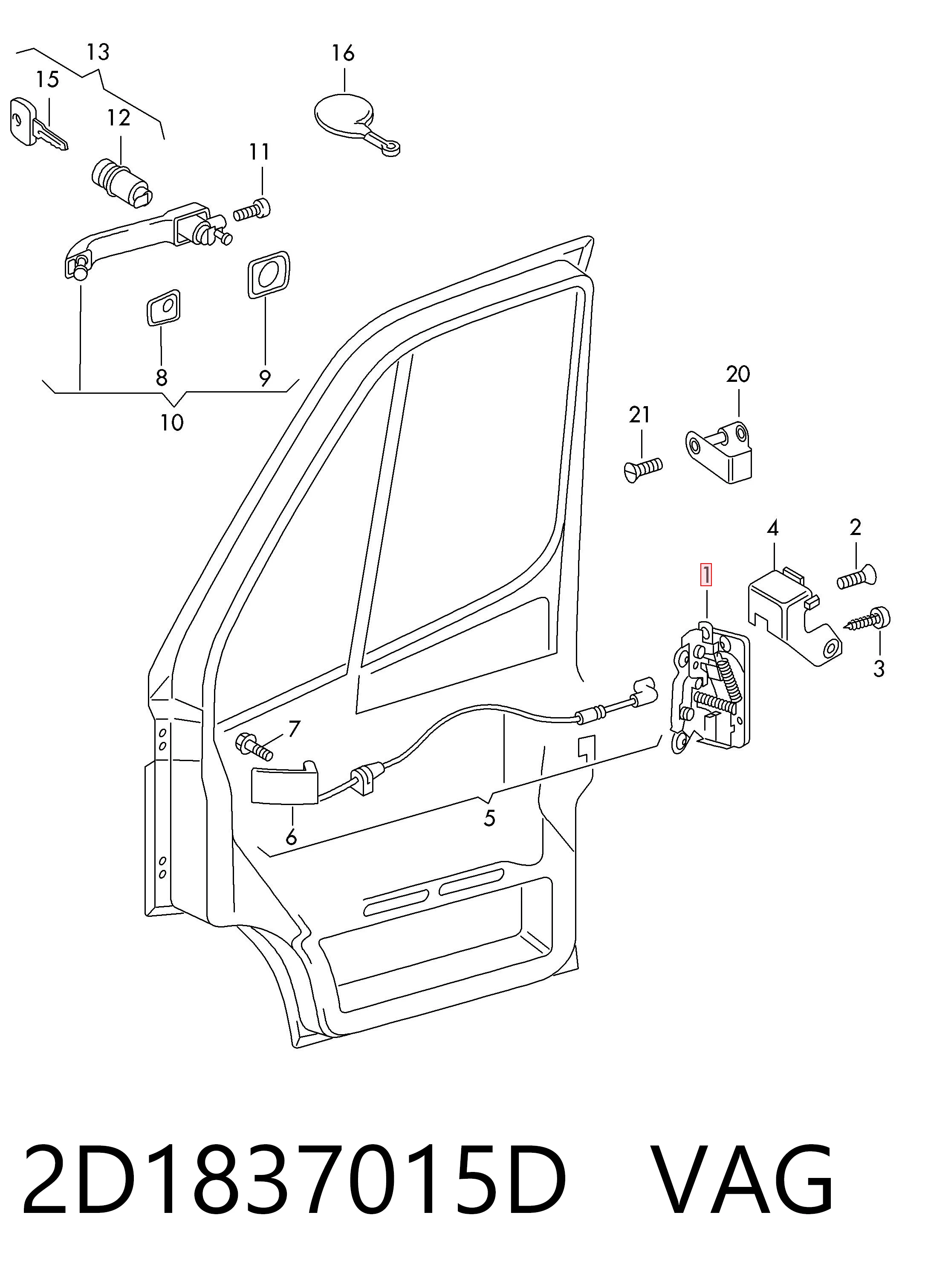 Zamek drzwi przednich lewych do Volkswagen LT 2DA, 2DD, 2DH