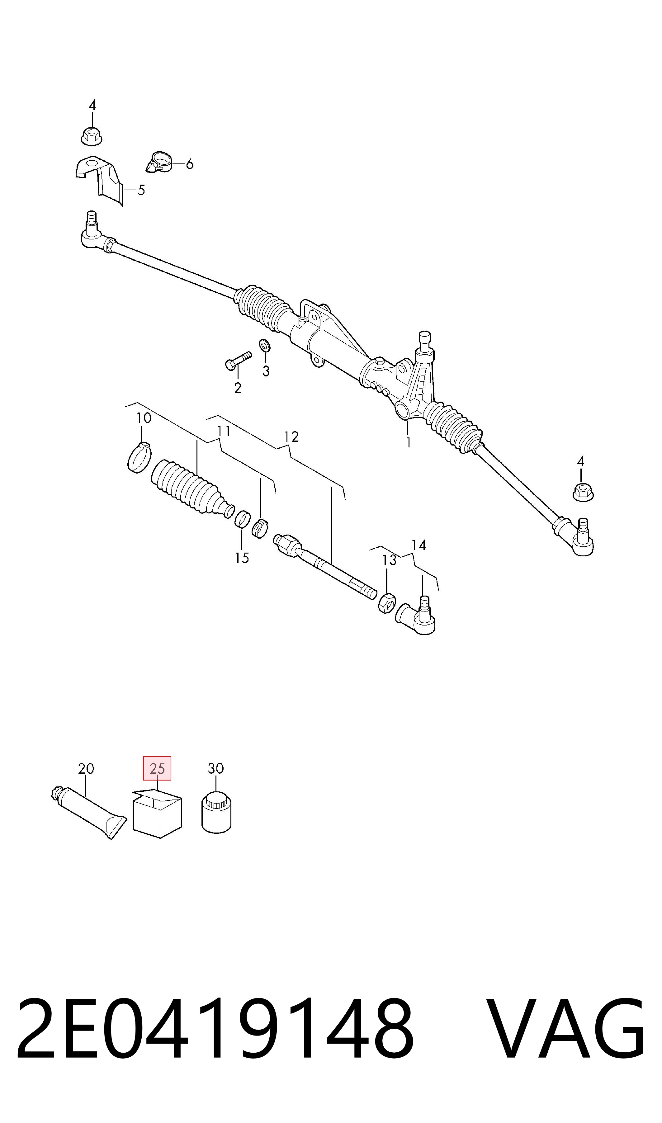 2E0419148 VAG Zestaw naprawczy maglownicy (mechanizmu) (zestaw uszczelniaczy)