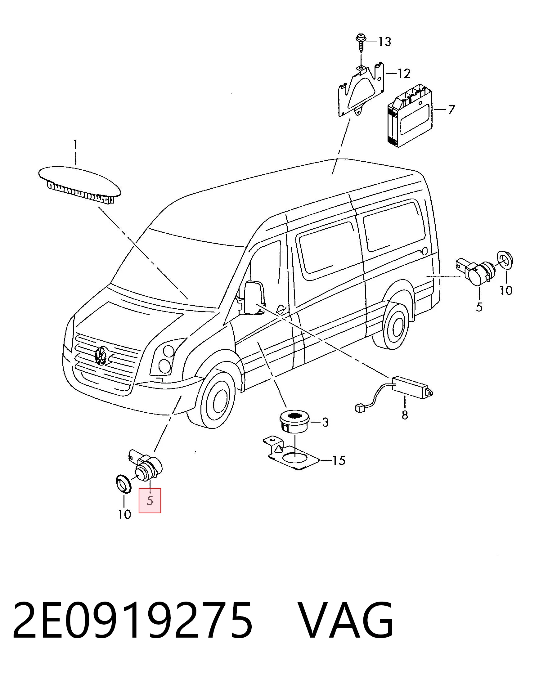 2E0919275 VAG Czujnik parkowania przedni/tylny boczny