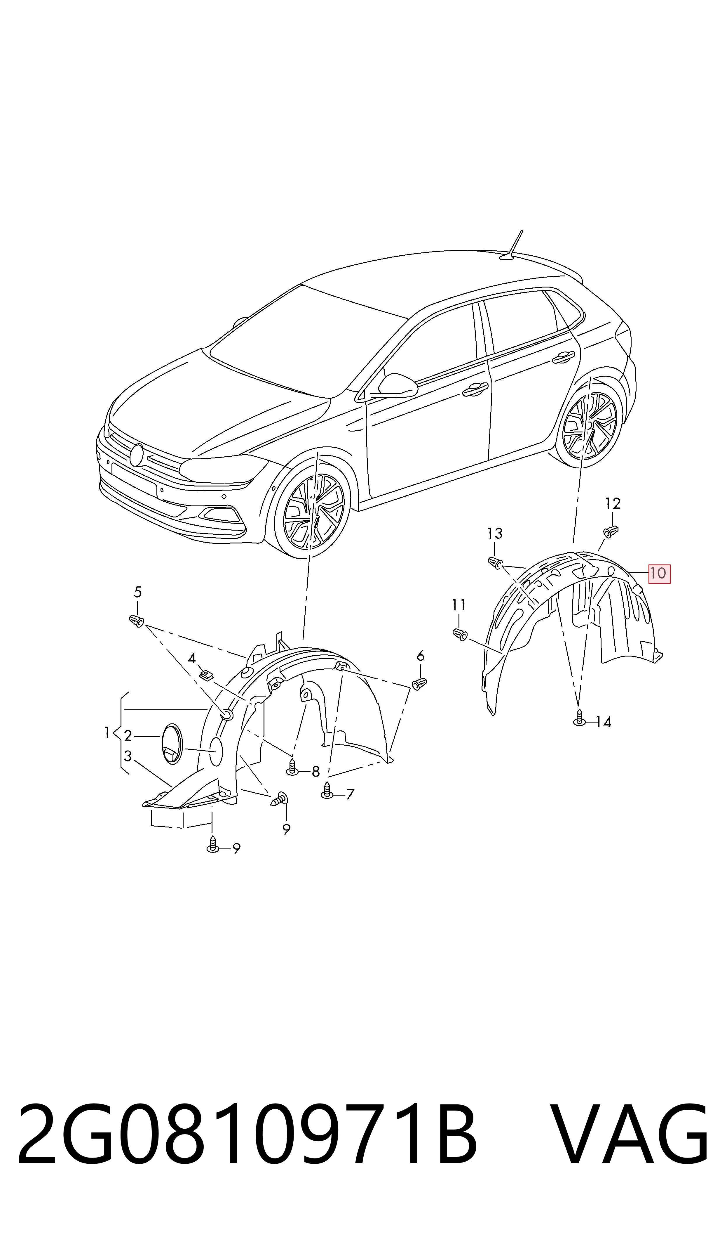 Kupić Nadkole błotnika przedniego lewe Volkswagen Polo VI AW1, BZ1, AE1 w dobrej cenie